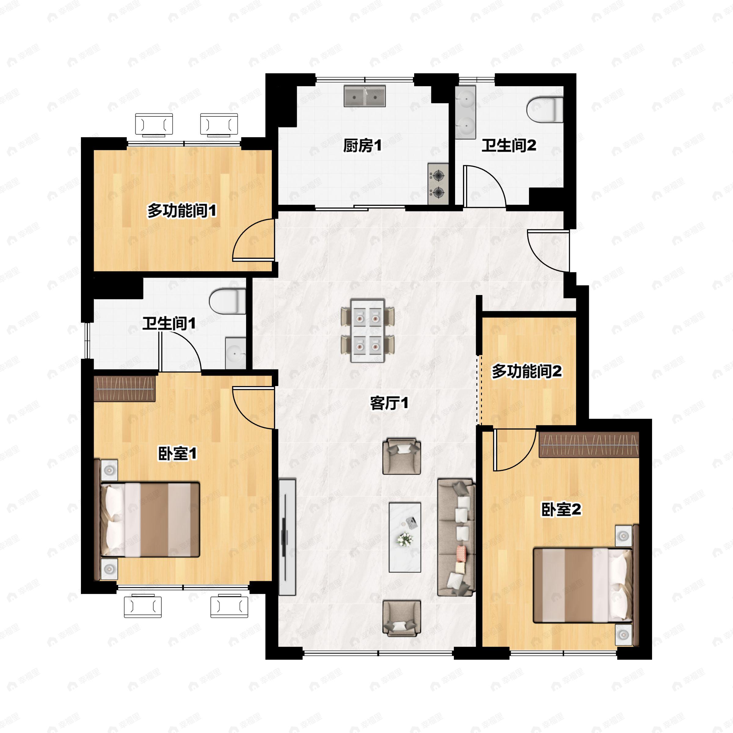 4室2厅2卫建面162平户型图