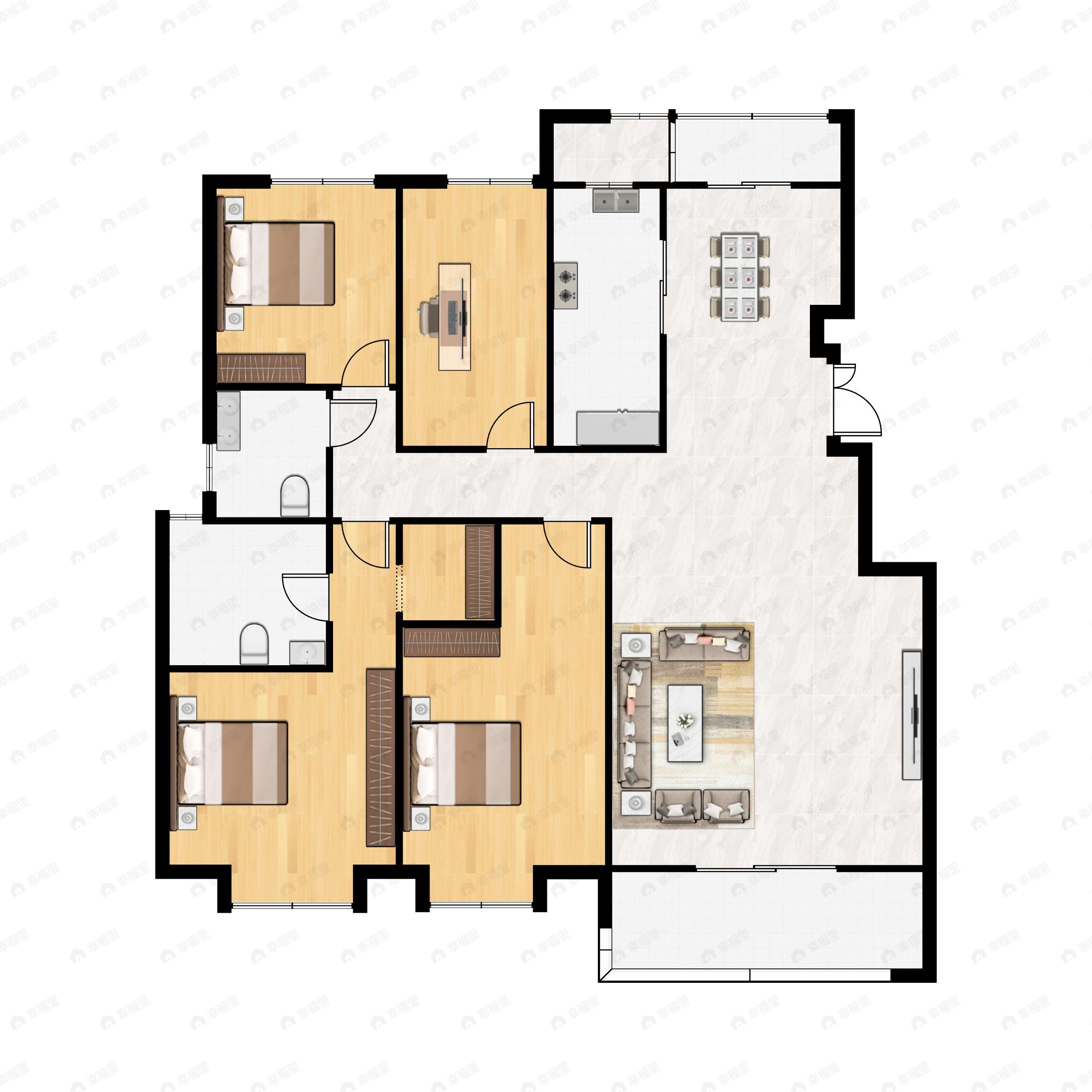 4室2厅2卫建面164平户型图