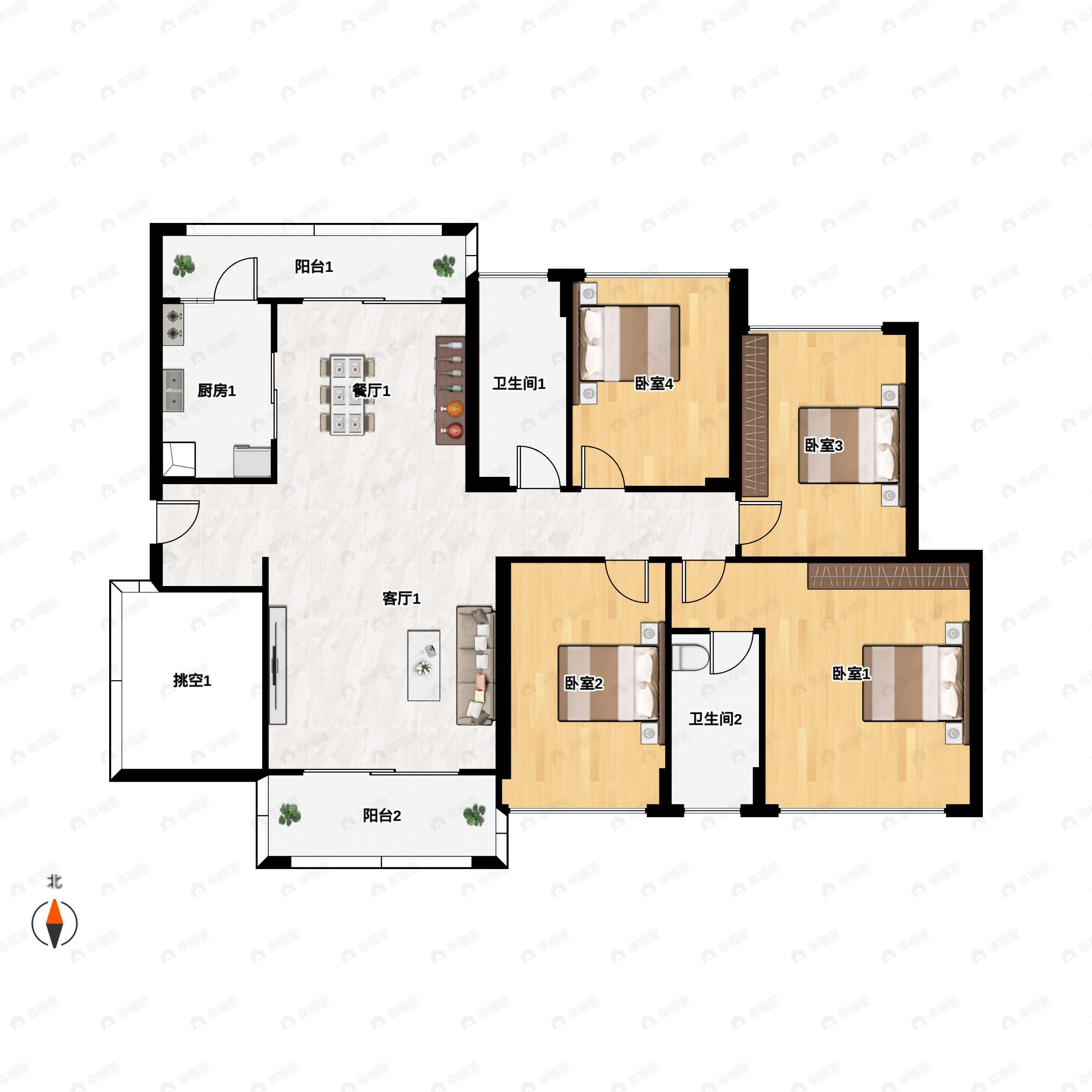 方凯天悦城4室2厅2卫户型图