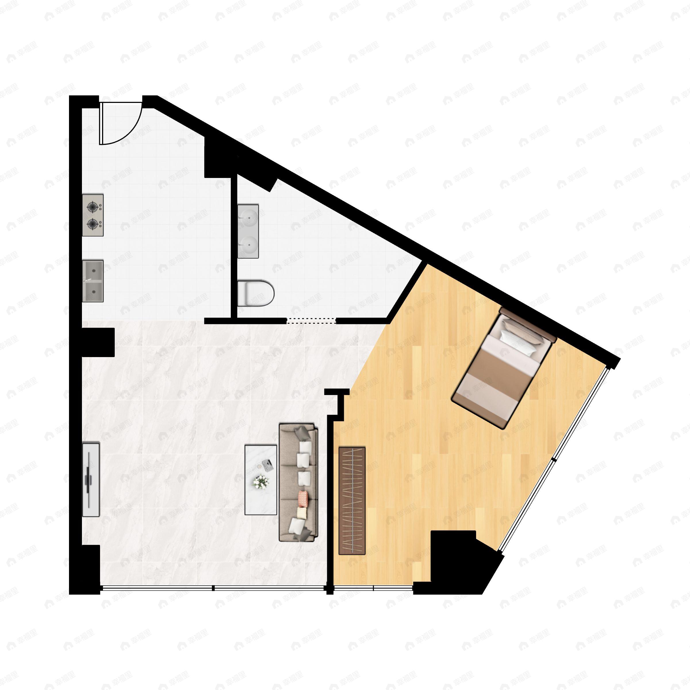 越秀招商天悦江湾1室1厅1卫户型图