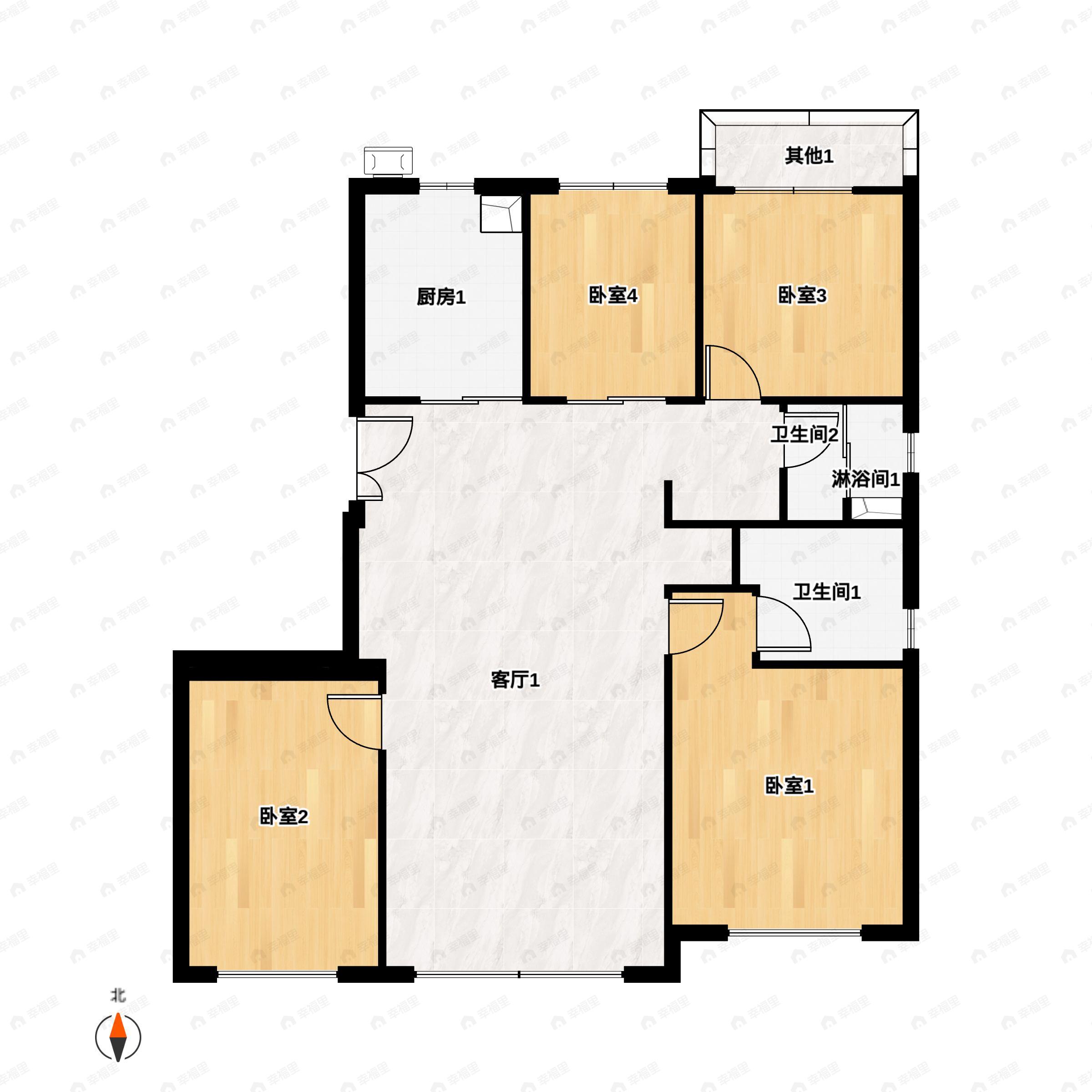4室2厅2卫建面129平户型图