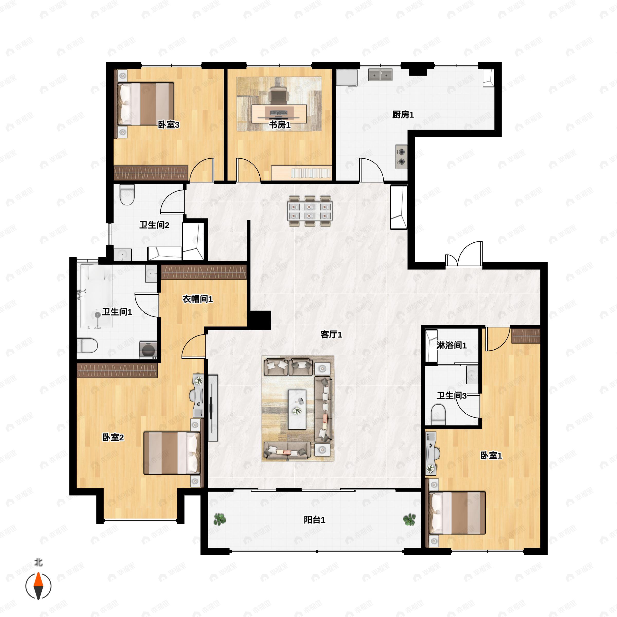 蠡湖金茂府4室2厅3卫户型图