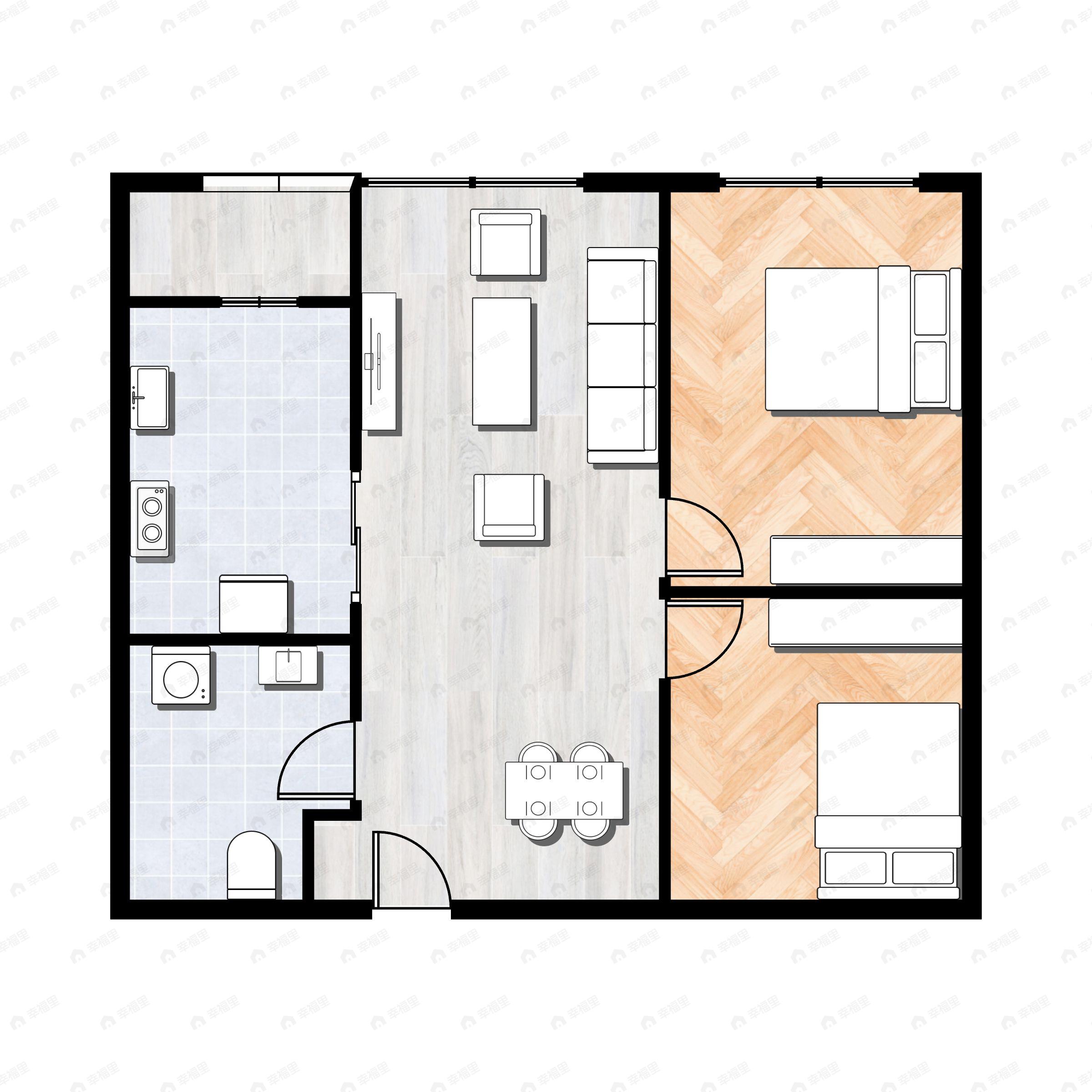 2室2厅1卫建面79平户型图
