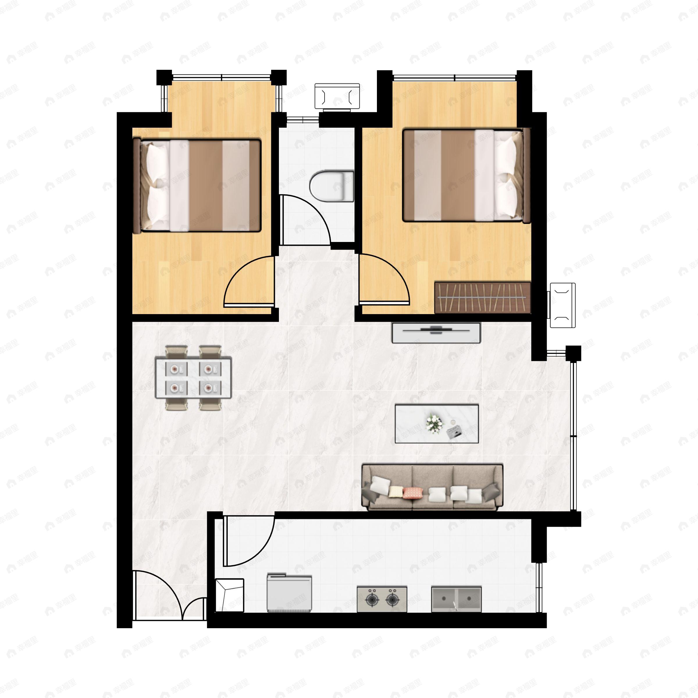 煌华晶萃城2室2厅1卫户型图