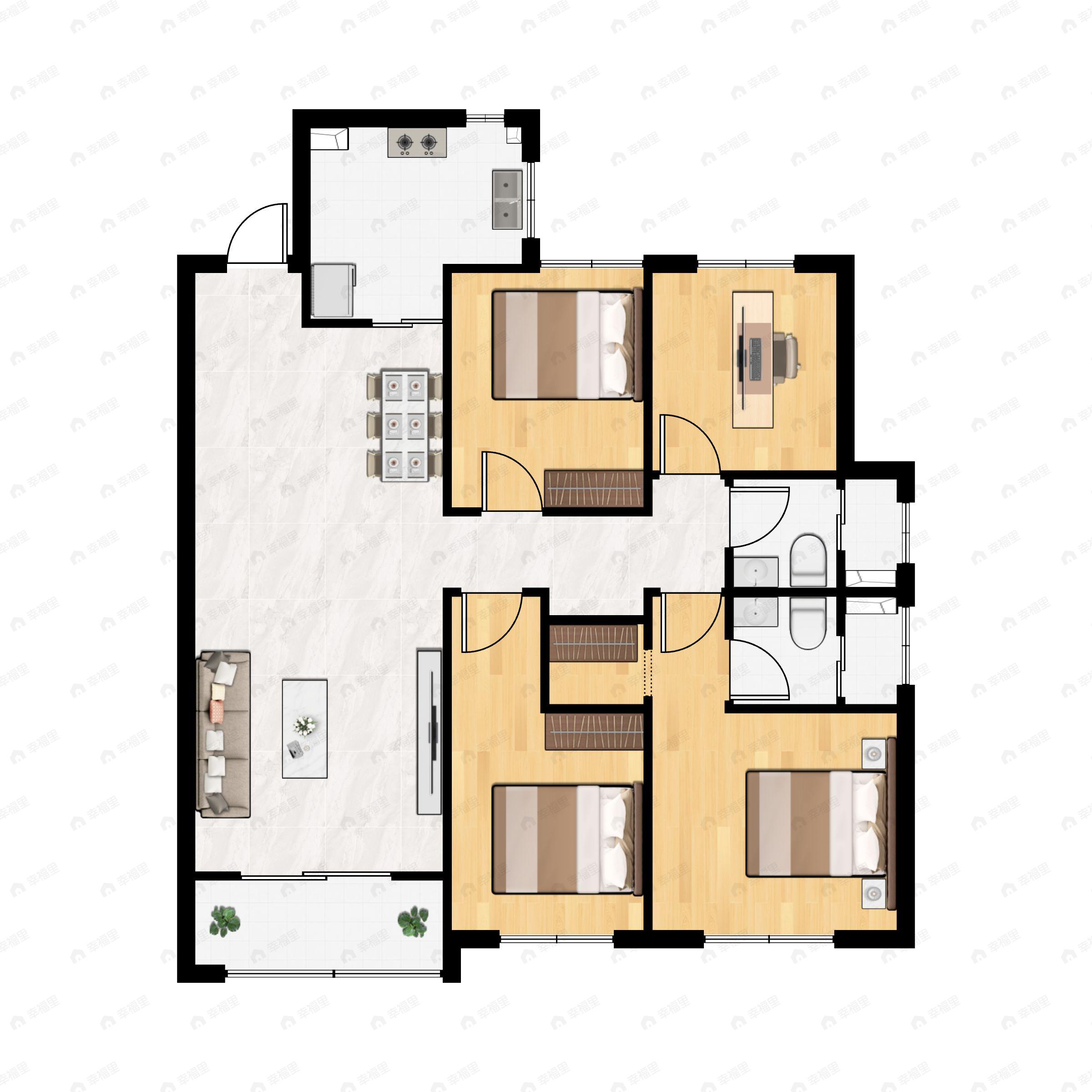 4室2厅2卫建面129平户型图