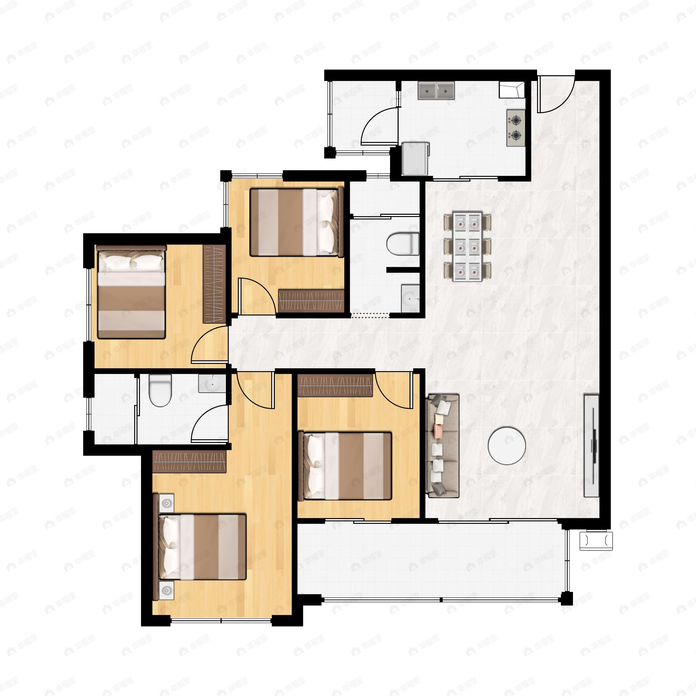 4室2厅2卫建面143平户型图