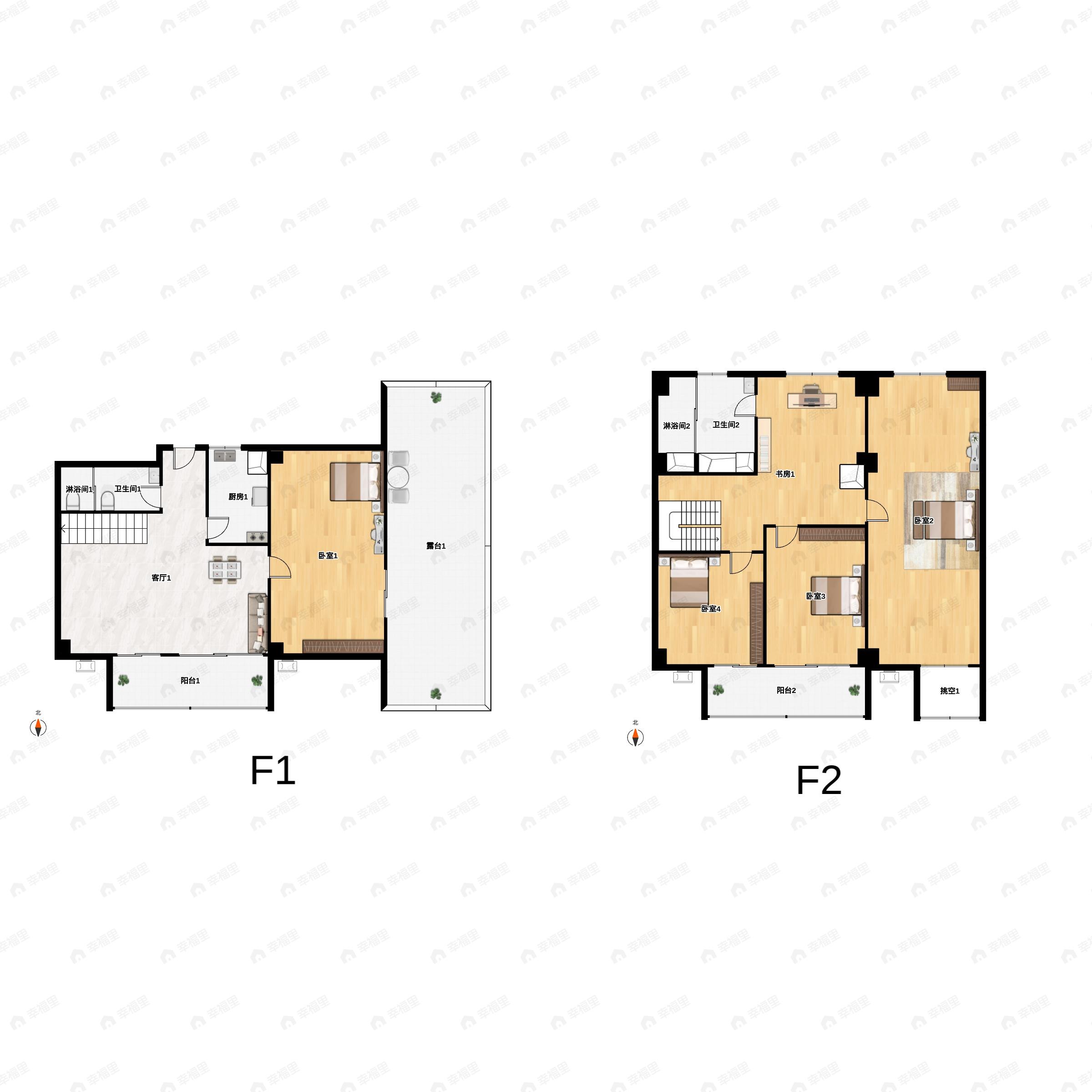 4室2厅2卫建面93平南|北户型图