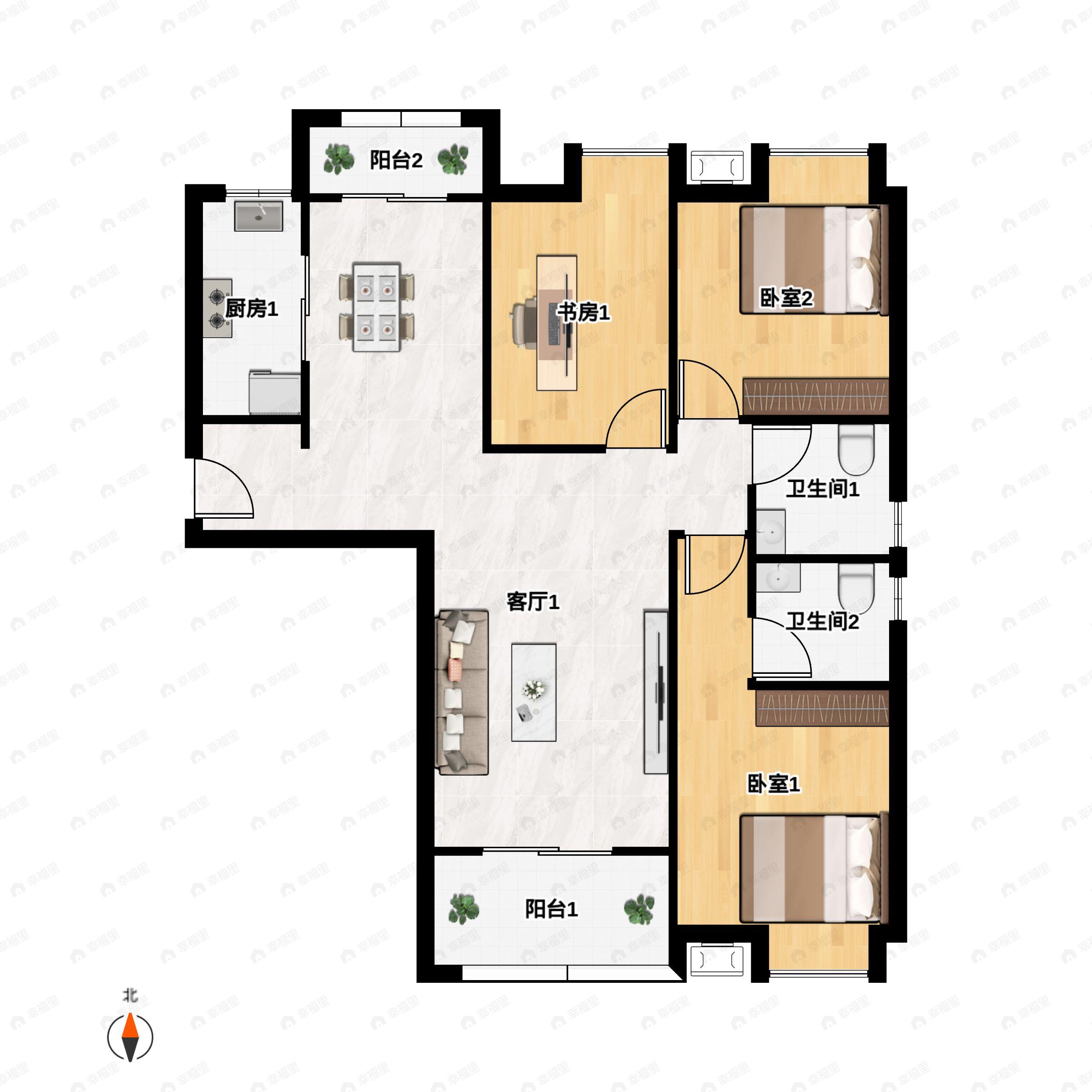 城投秀水青城3室2厅2卫户型图