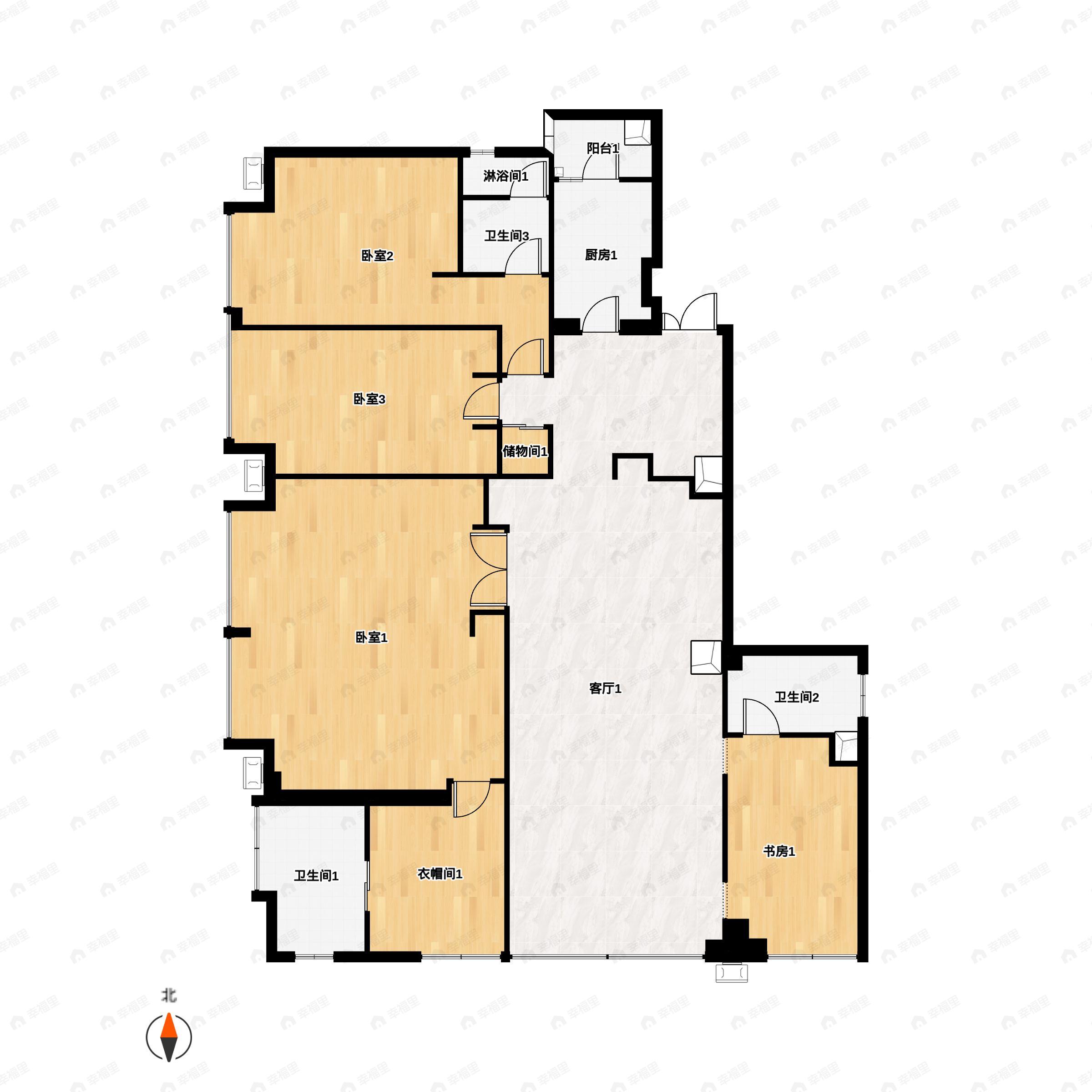 5室2厅3卫建面276平南户型图