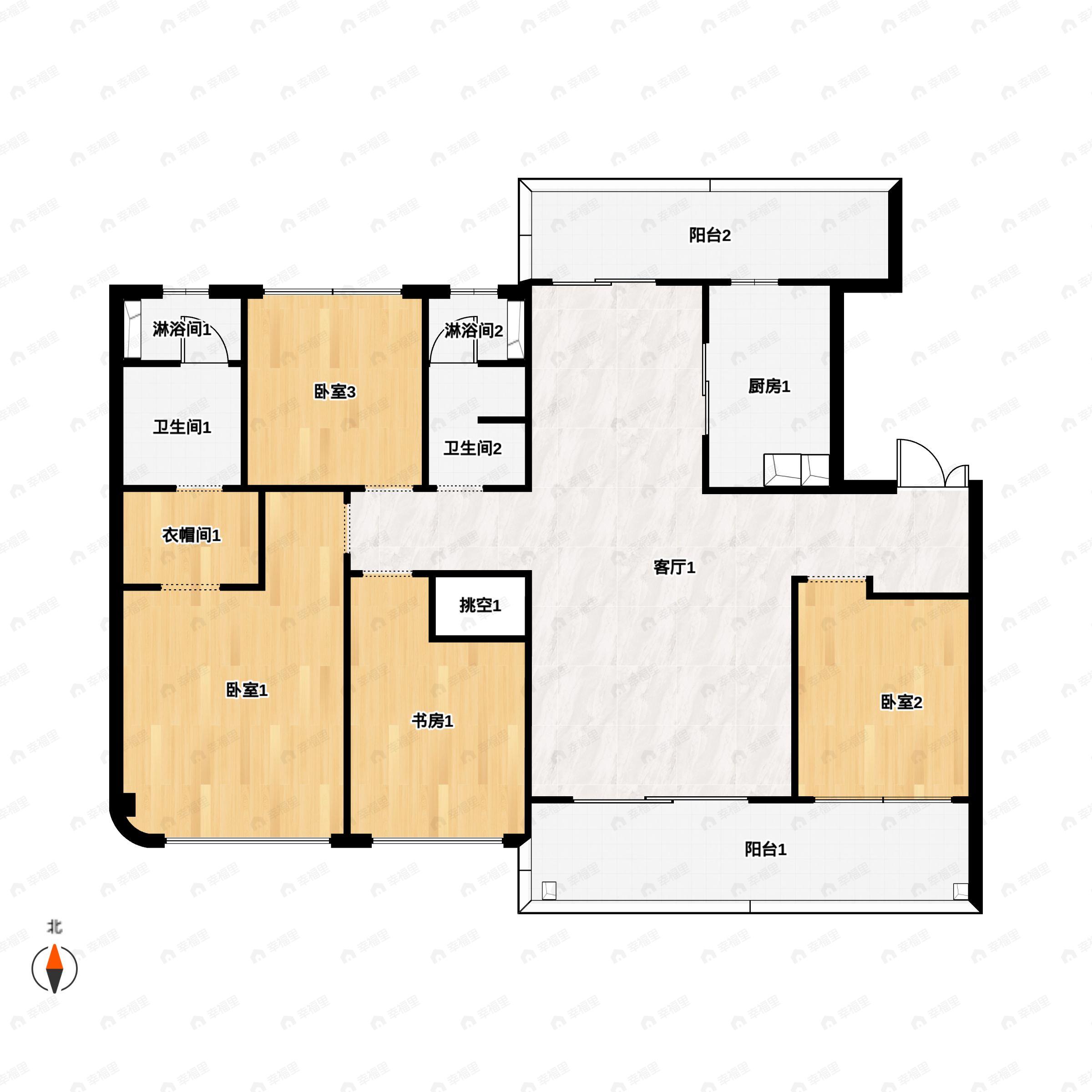4室2厅2卫建面150平户型图