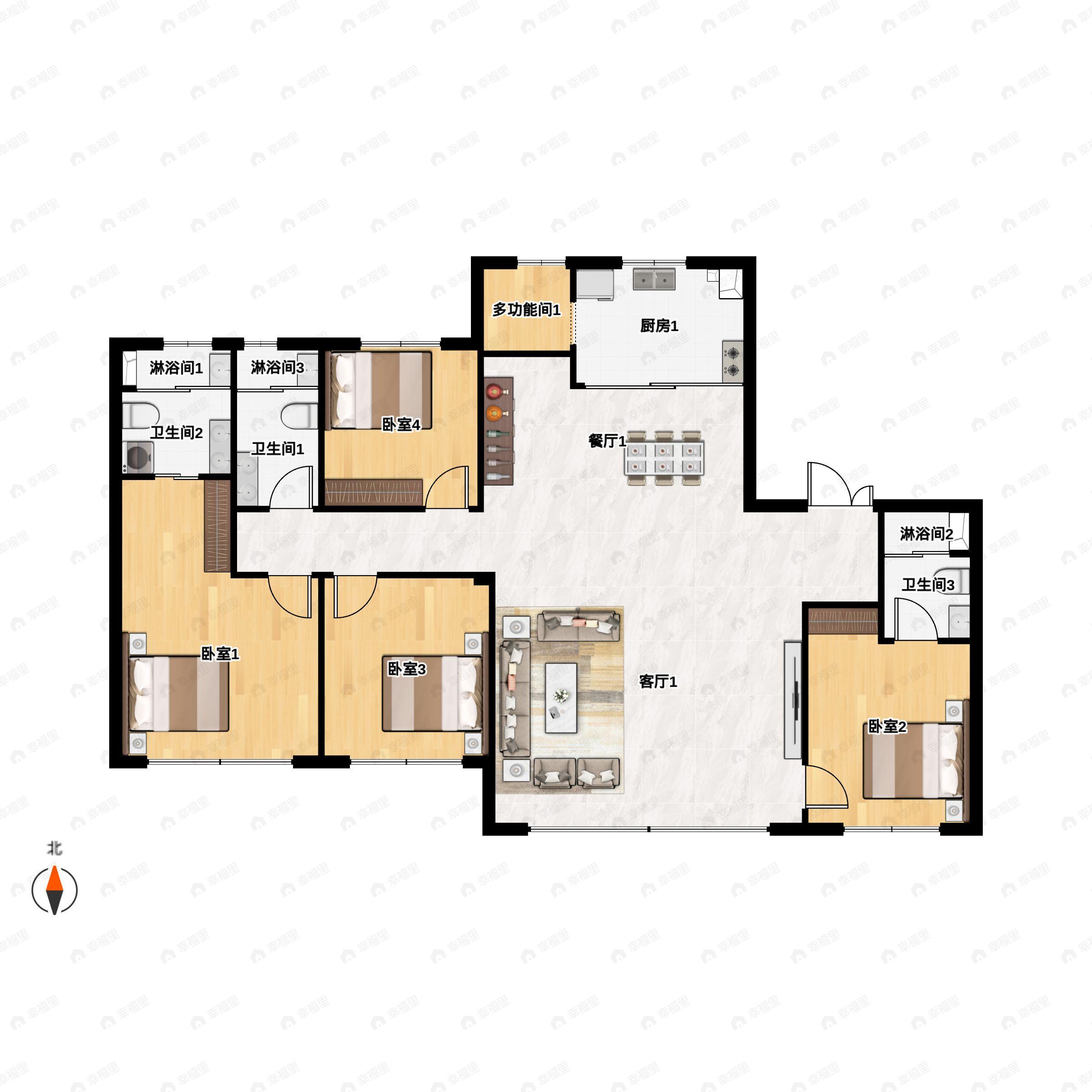 4室2厅3卫建面169平undefined户型图