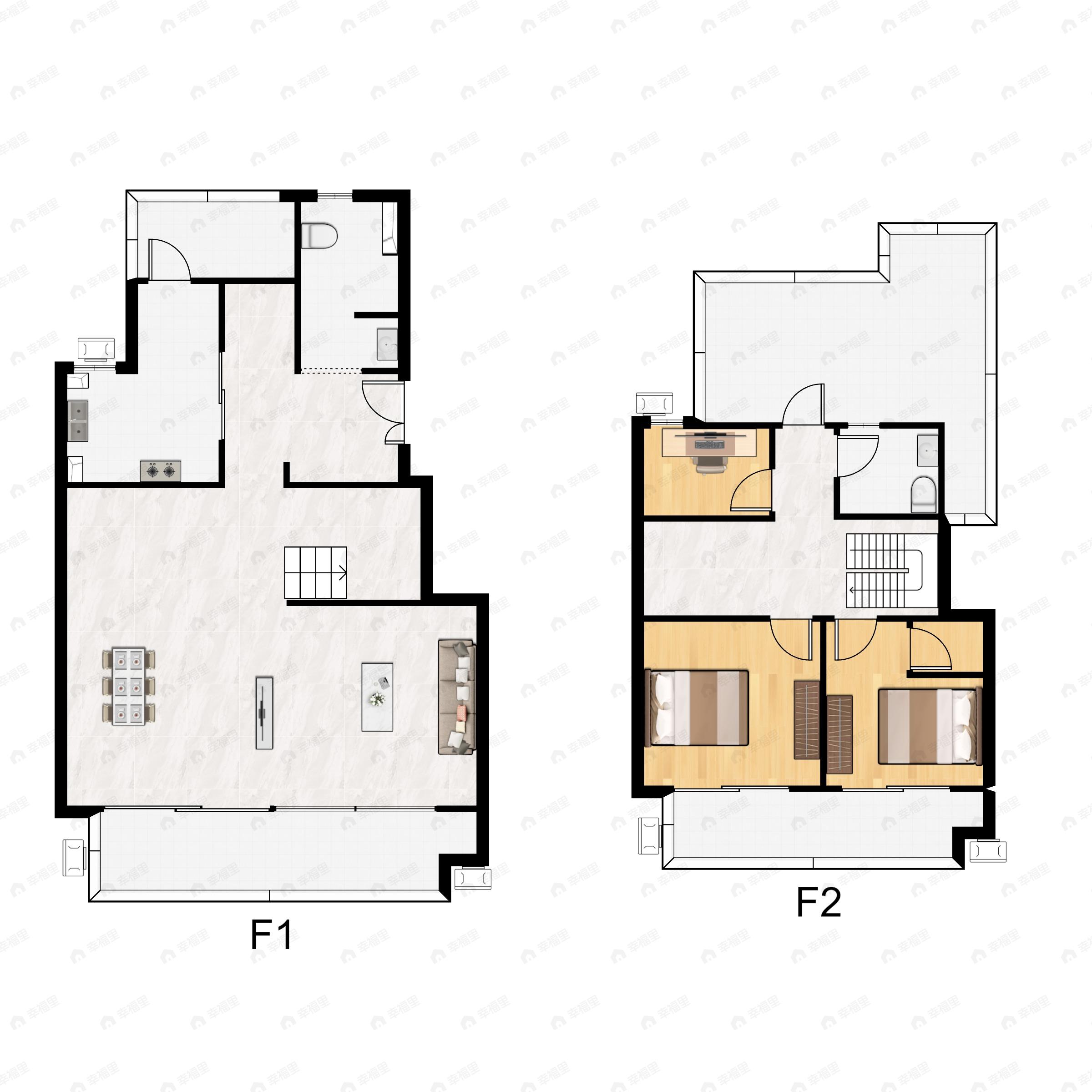 3室2厅2卫建面128平北|南户型图