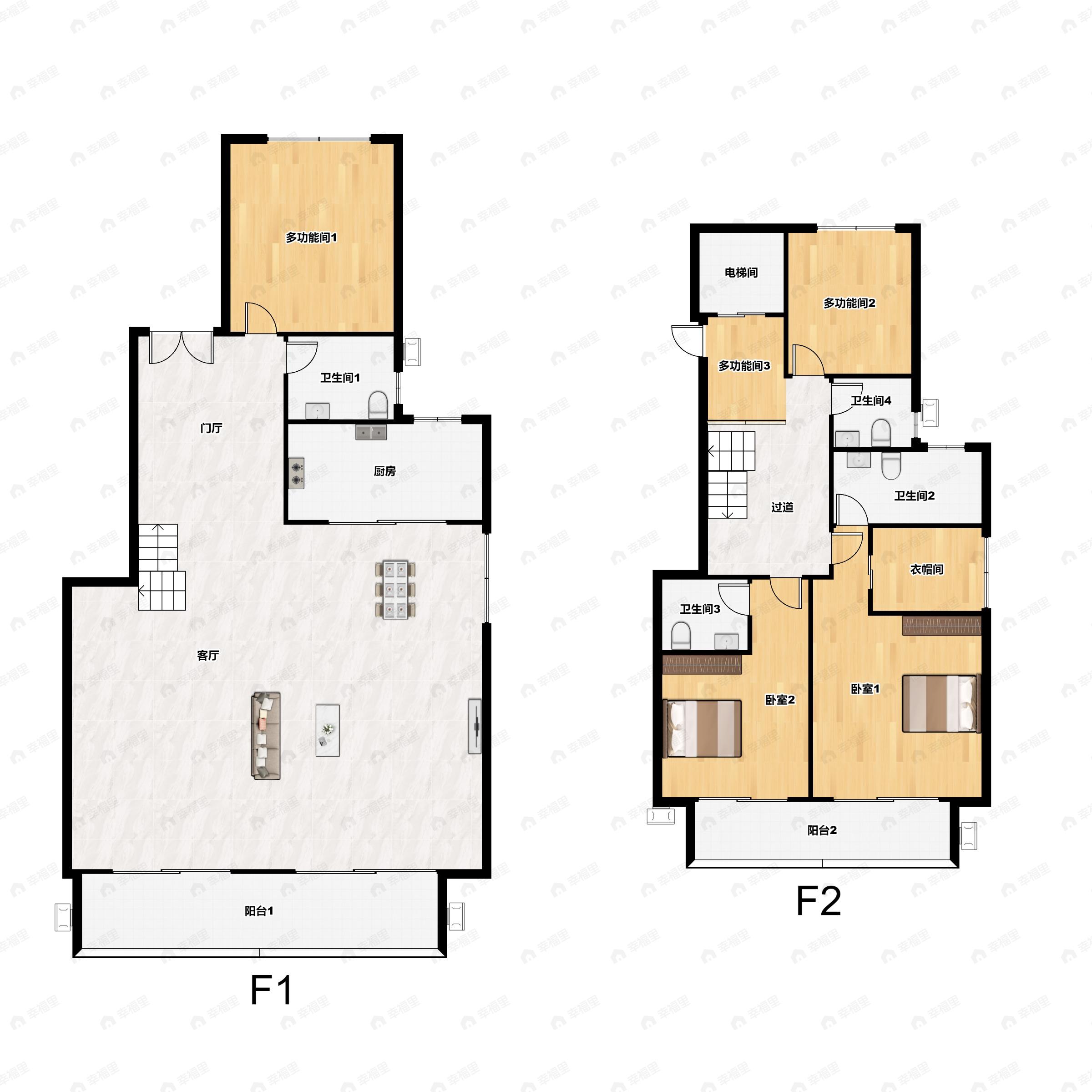 4室3厅4卫建面231平户型图