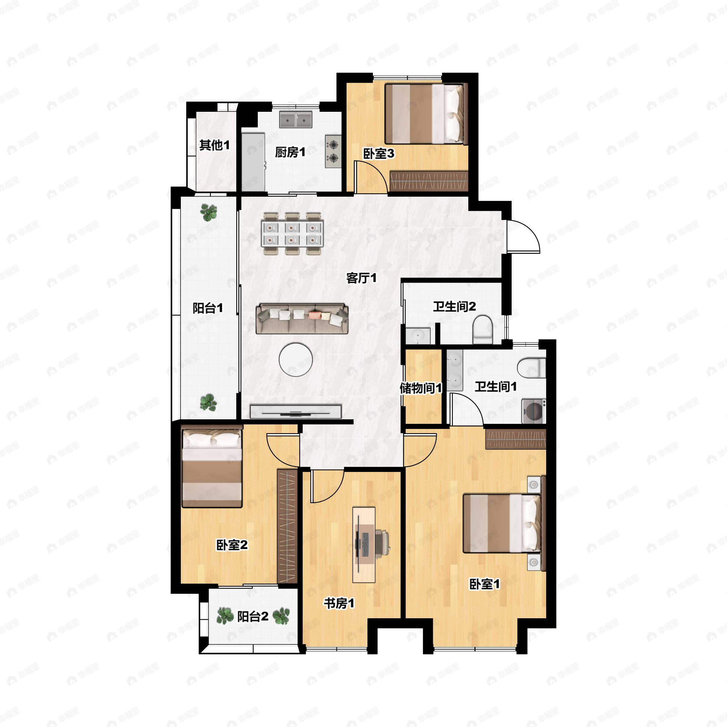 上坤碧桂园云起峰境4室2厅2卫户型图