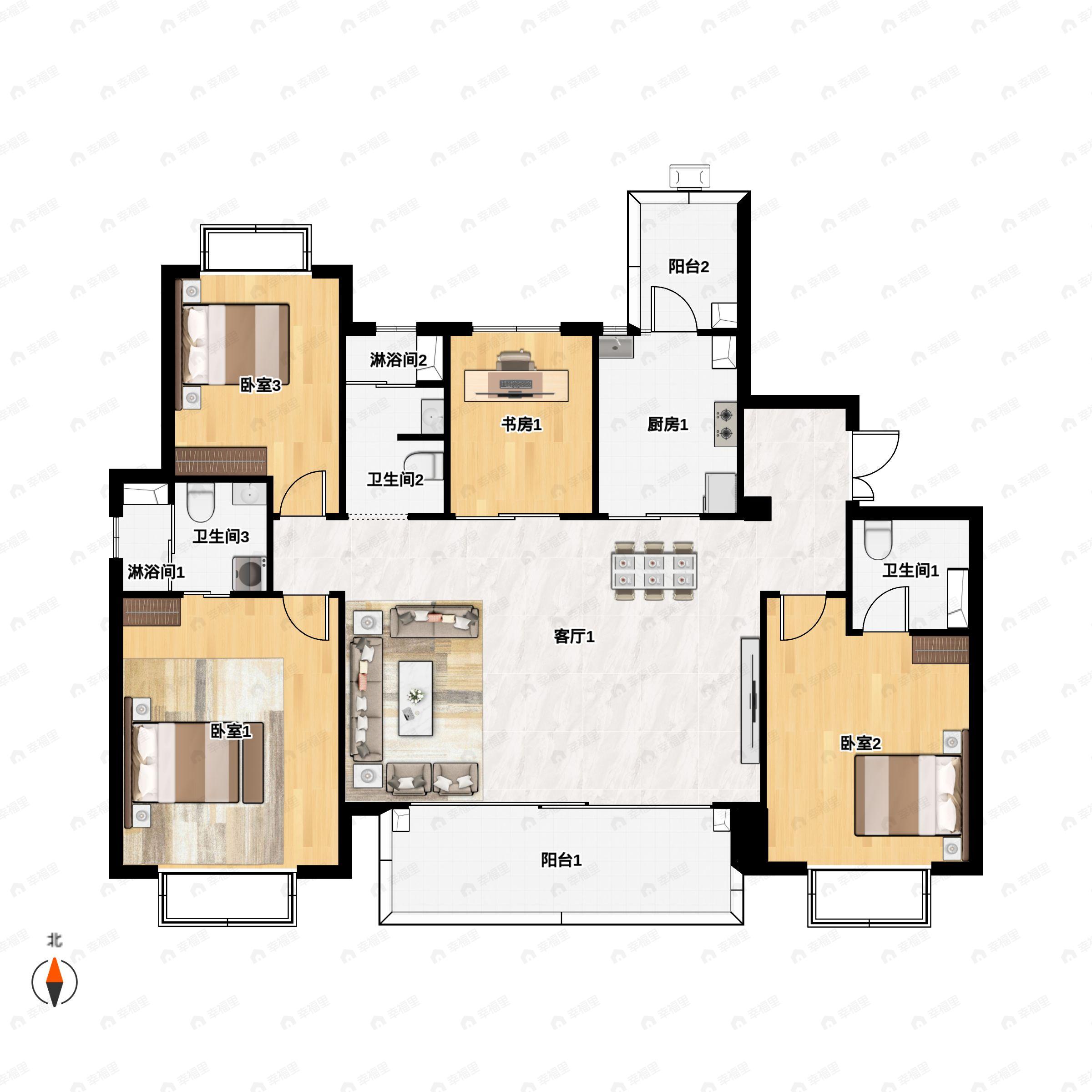 华润置地润府4室2厅3卫户型图