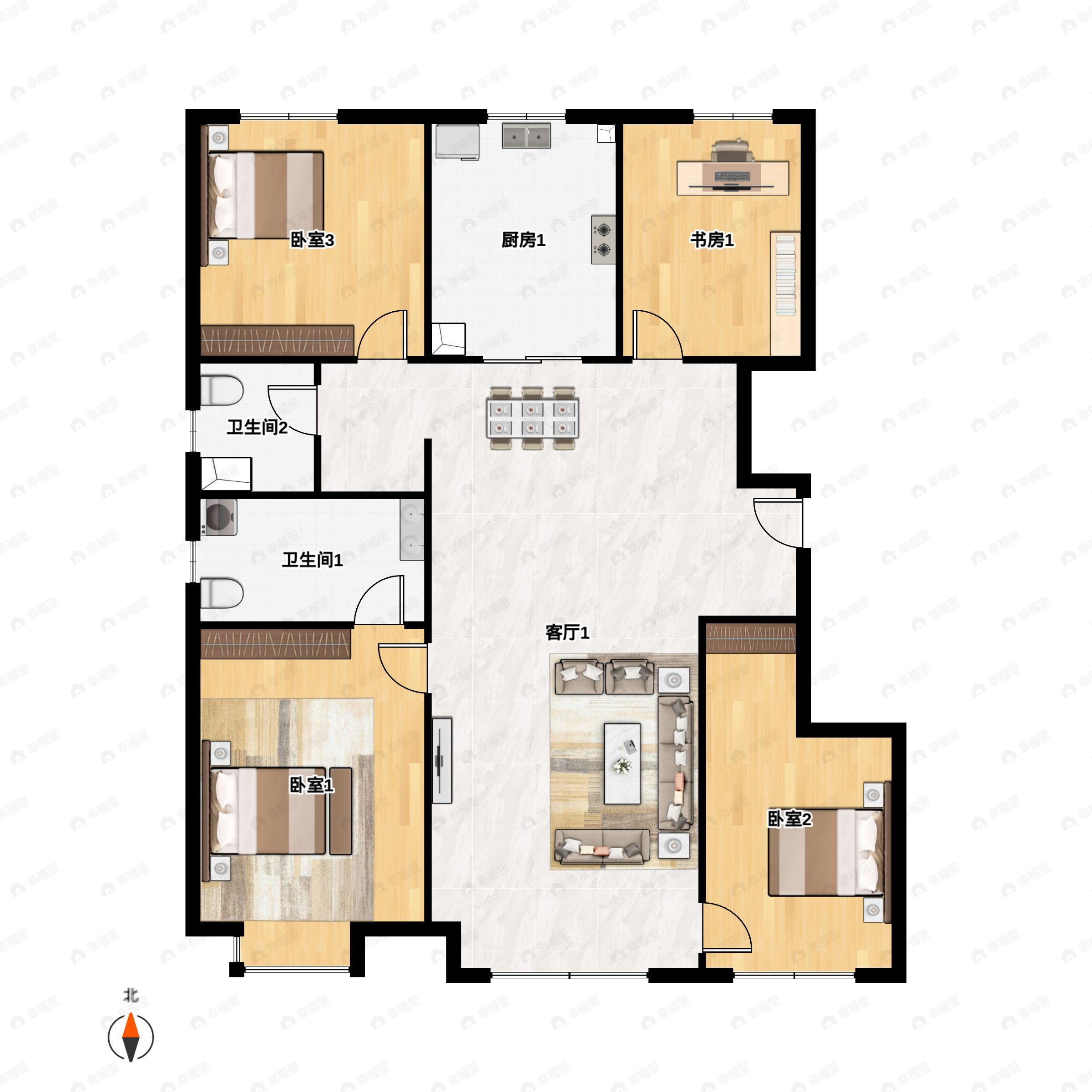 建邦顺颐府4室2厅2卫户型图