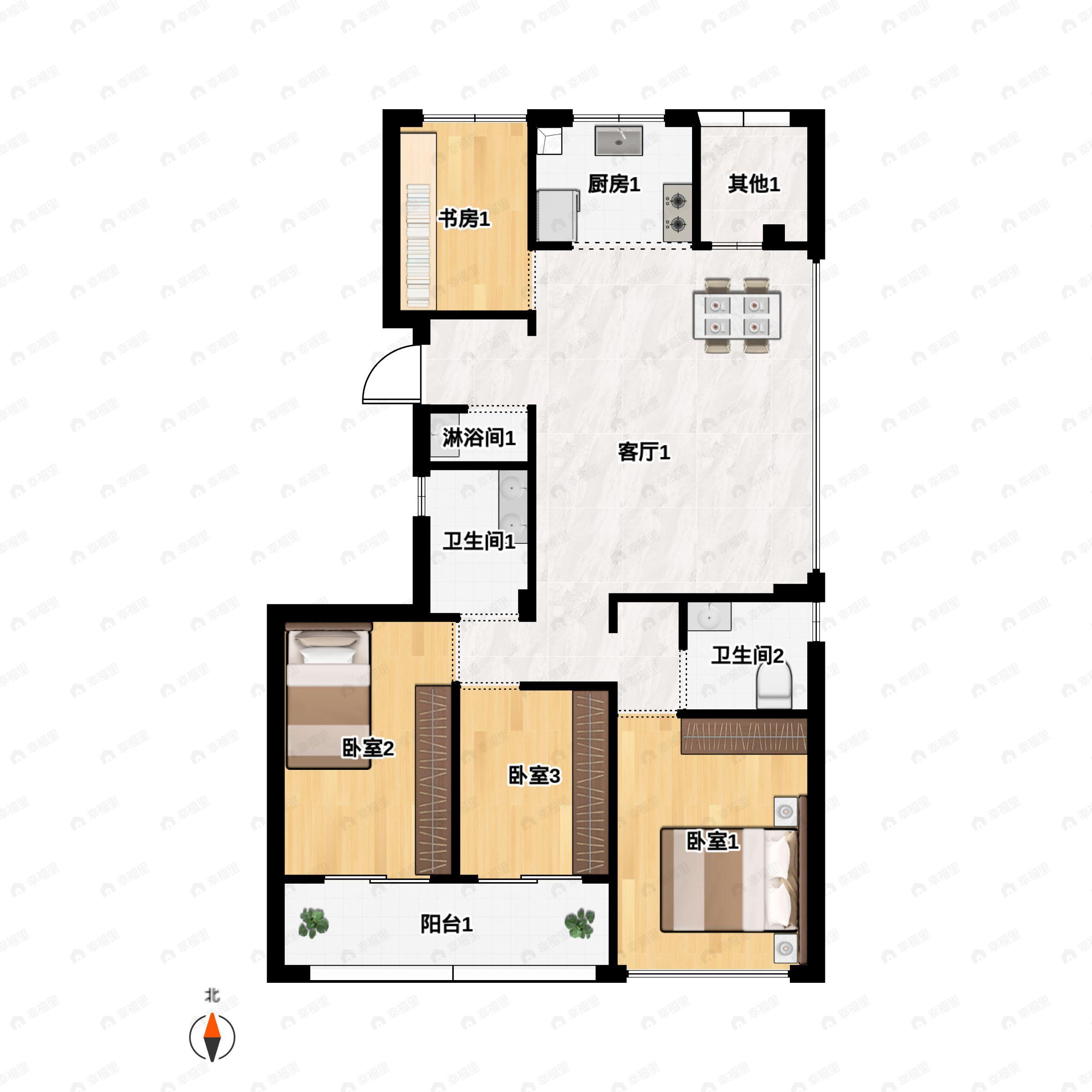 4室2厅2卫建面139平户型图