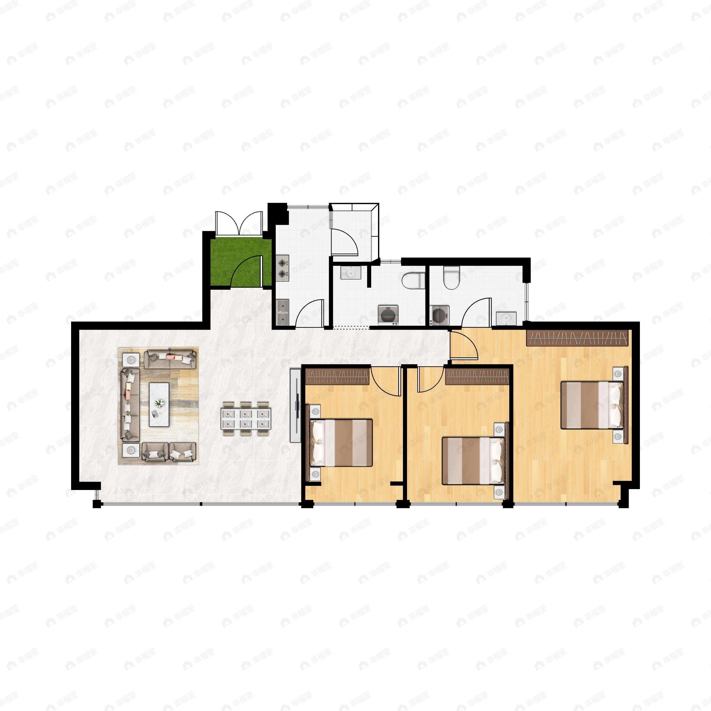 御景华府3室2厅2卫户型图