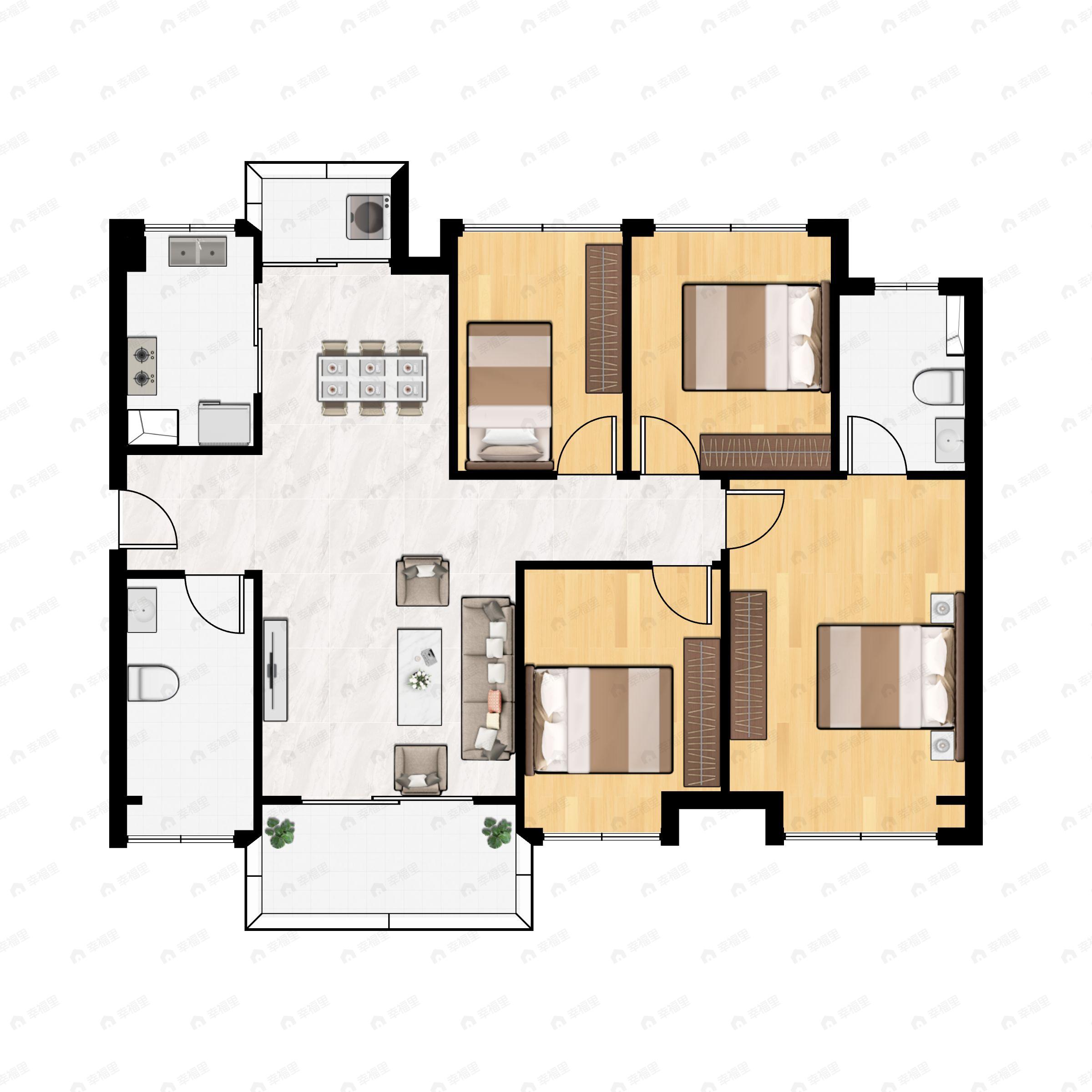 4室2厅2卫建面110平户型图