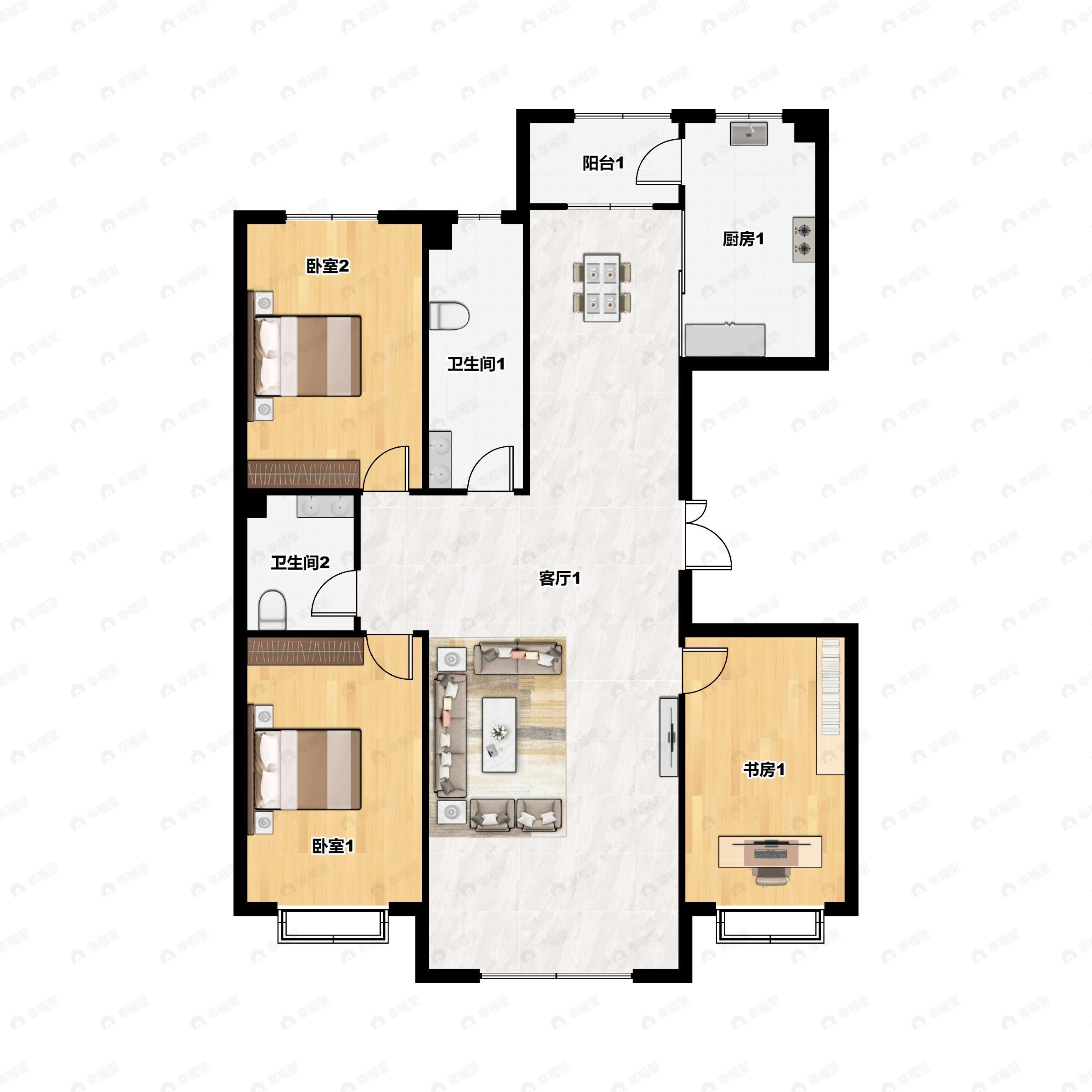 3室3厅3卫建面249平南|北户型图