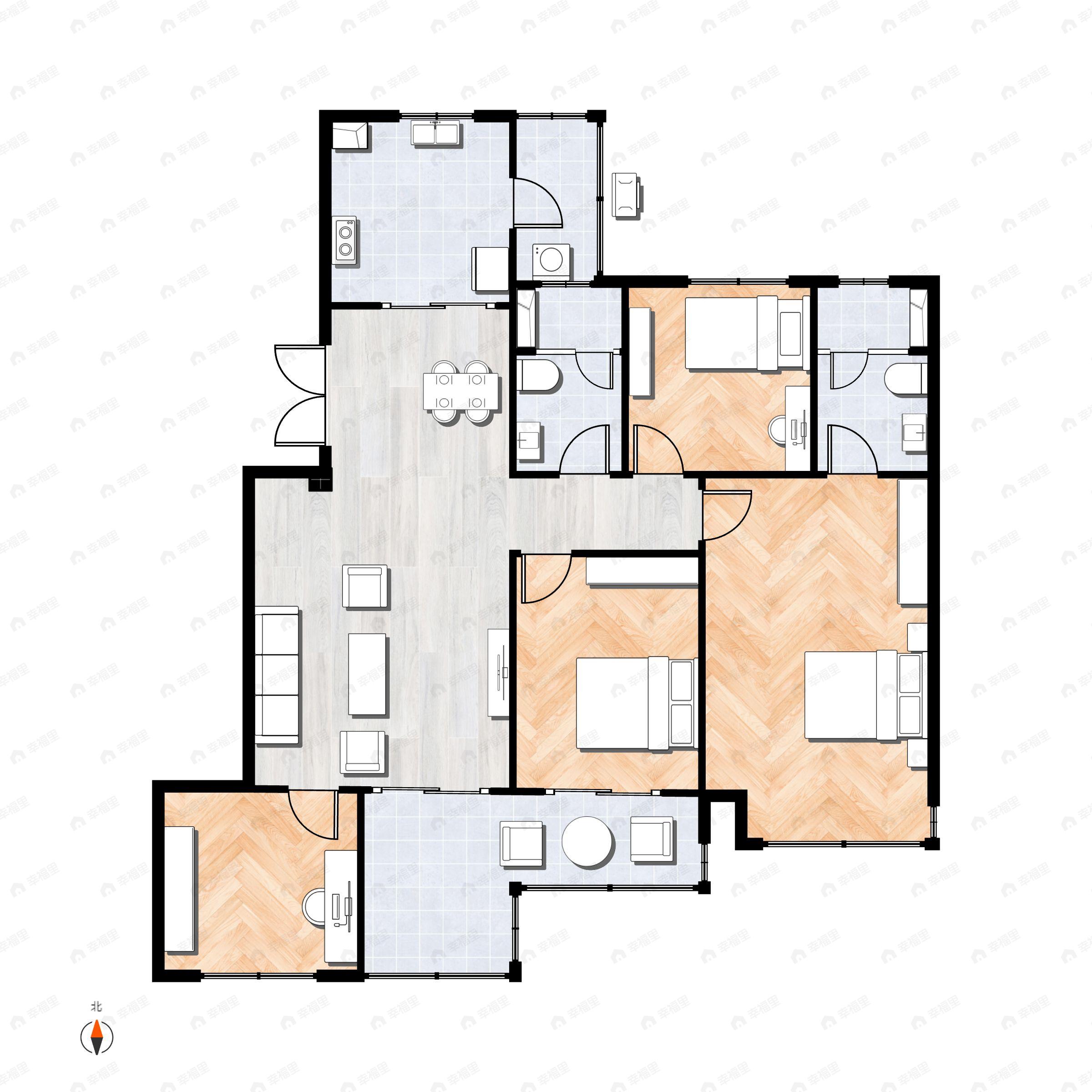 4室2厅2卫建面125平户型图
