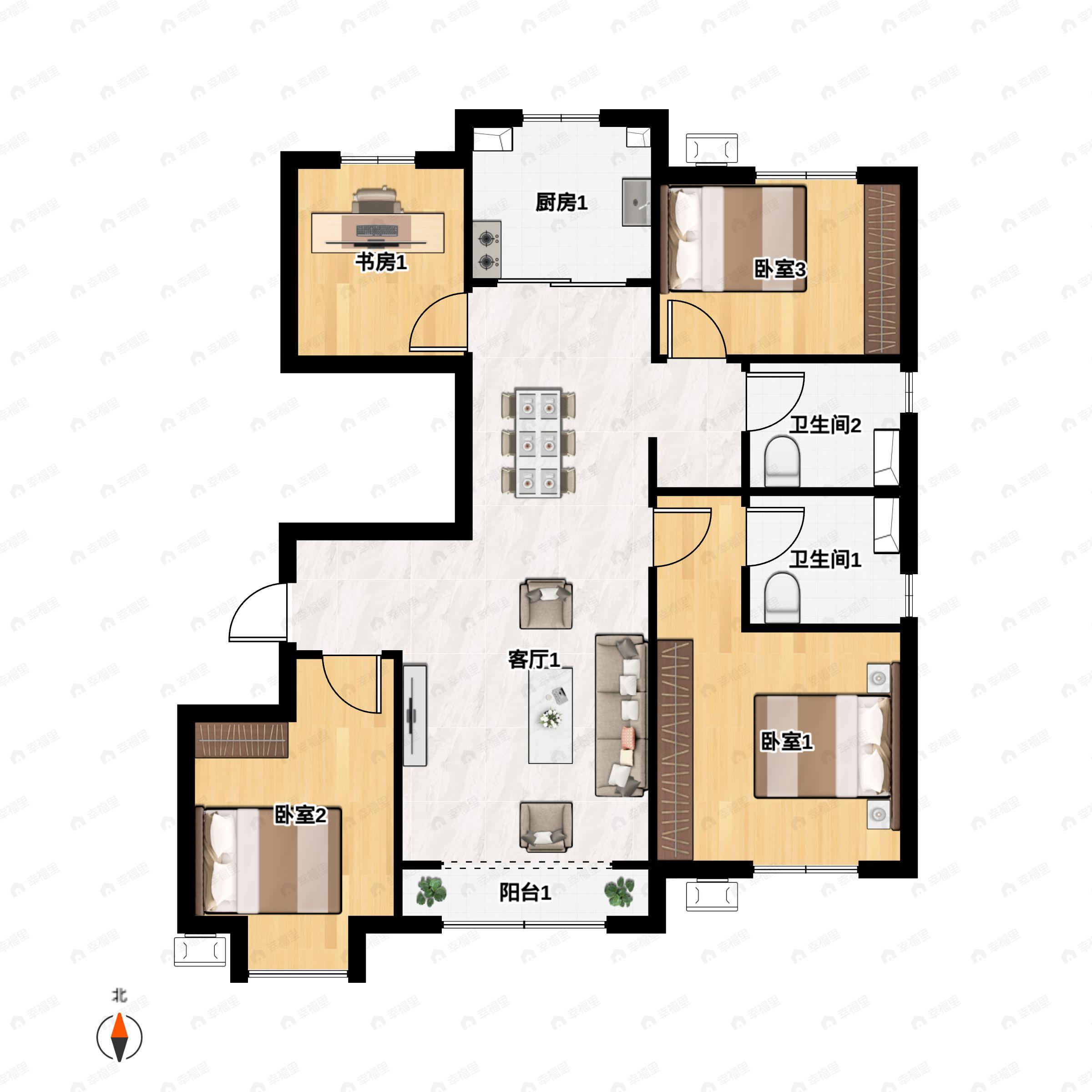 大兴发展亦生悦4室2厅2卫户型图