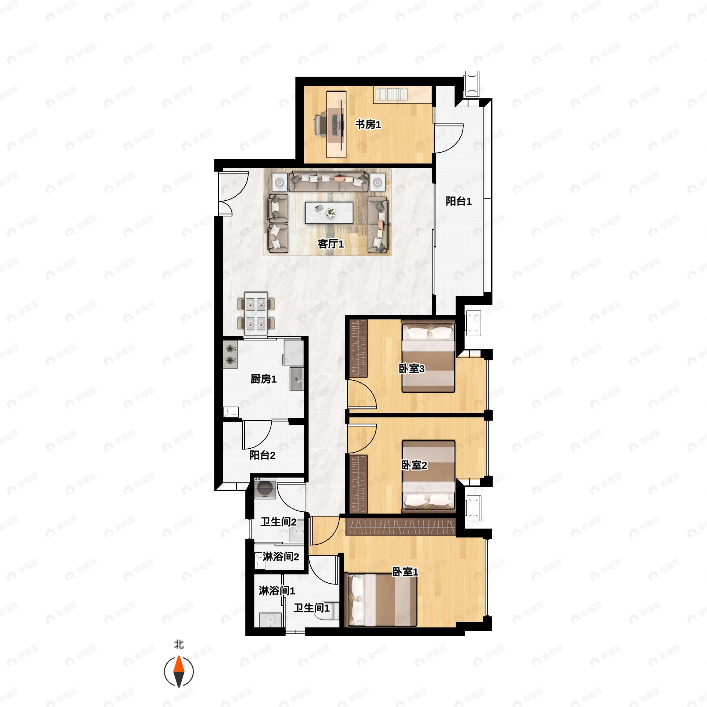重庆西岸4室2厅2卫户型图
