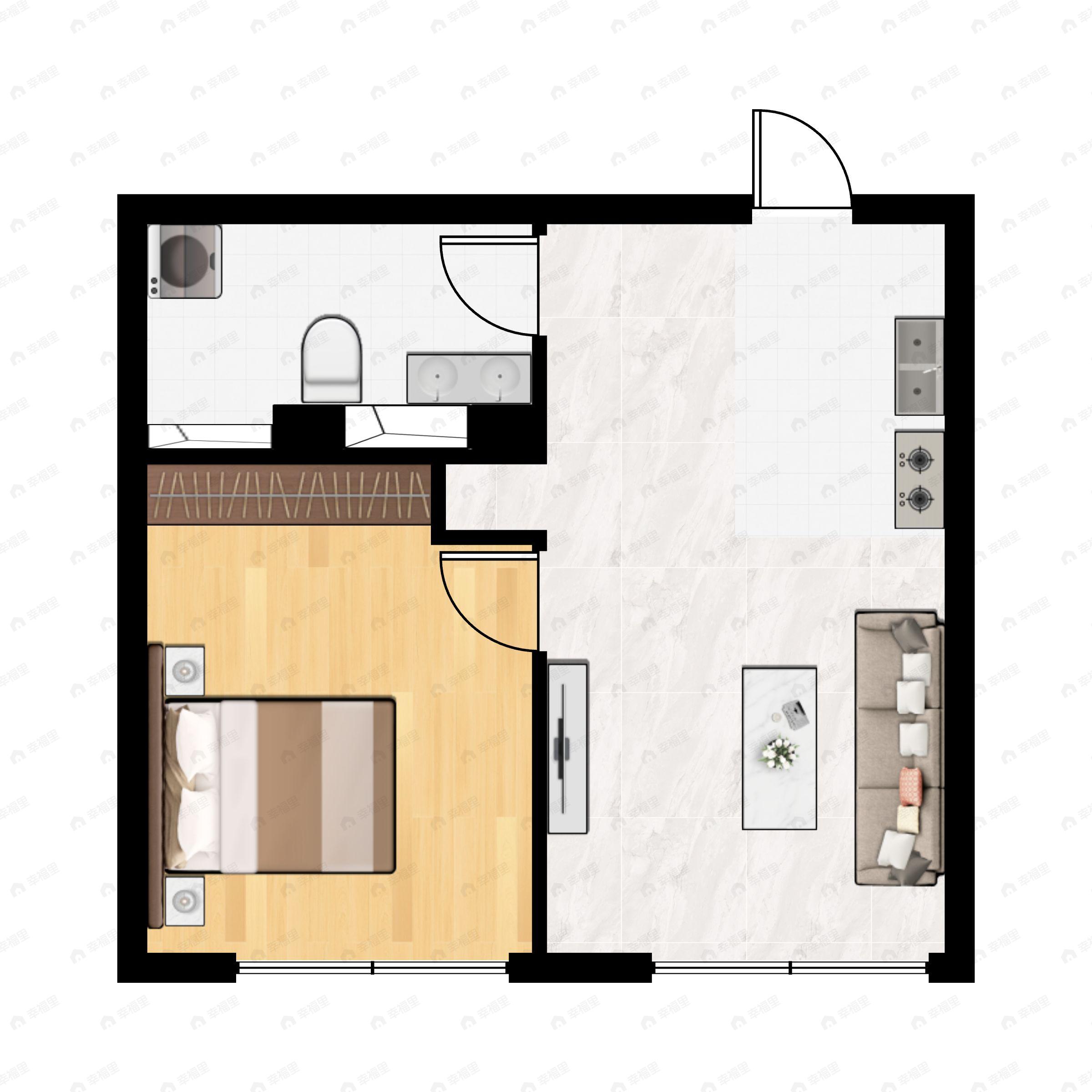 杭州新天地1室2厅1卫户型图