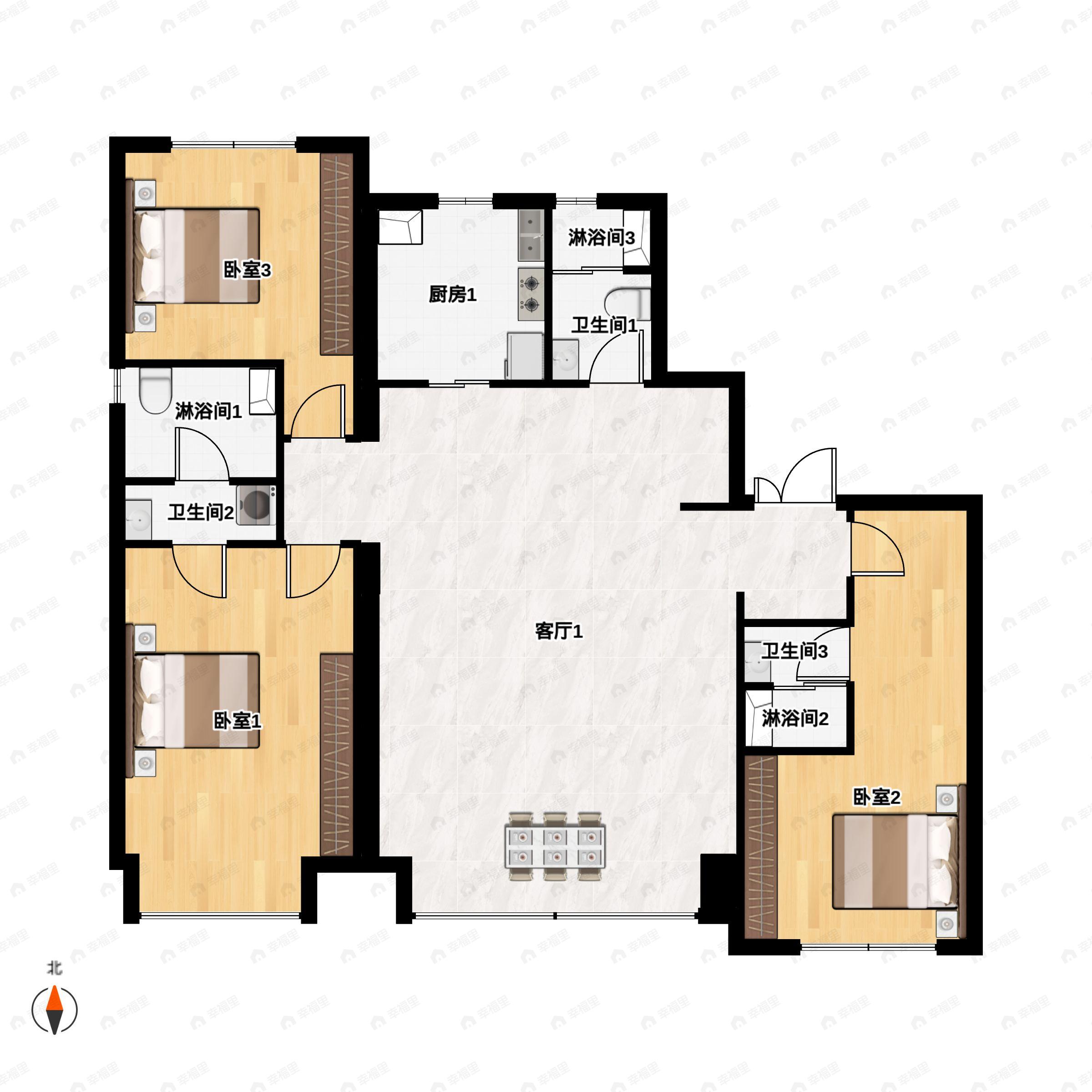 美的君兰江山3室2厅3卫户型图