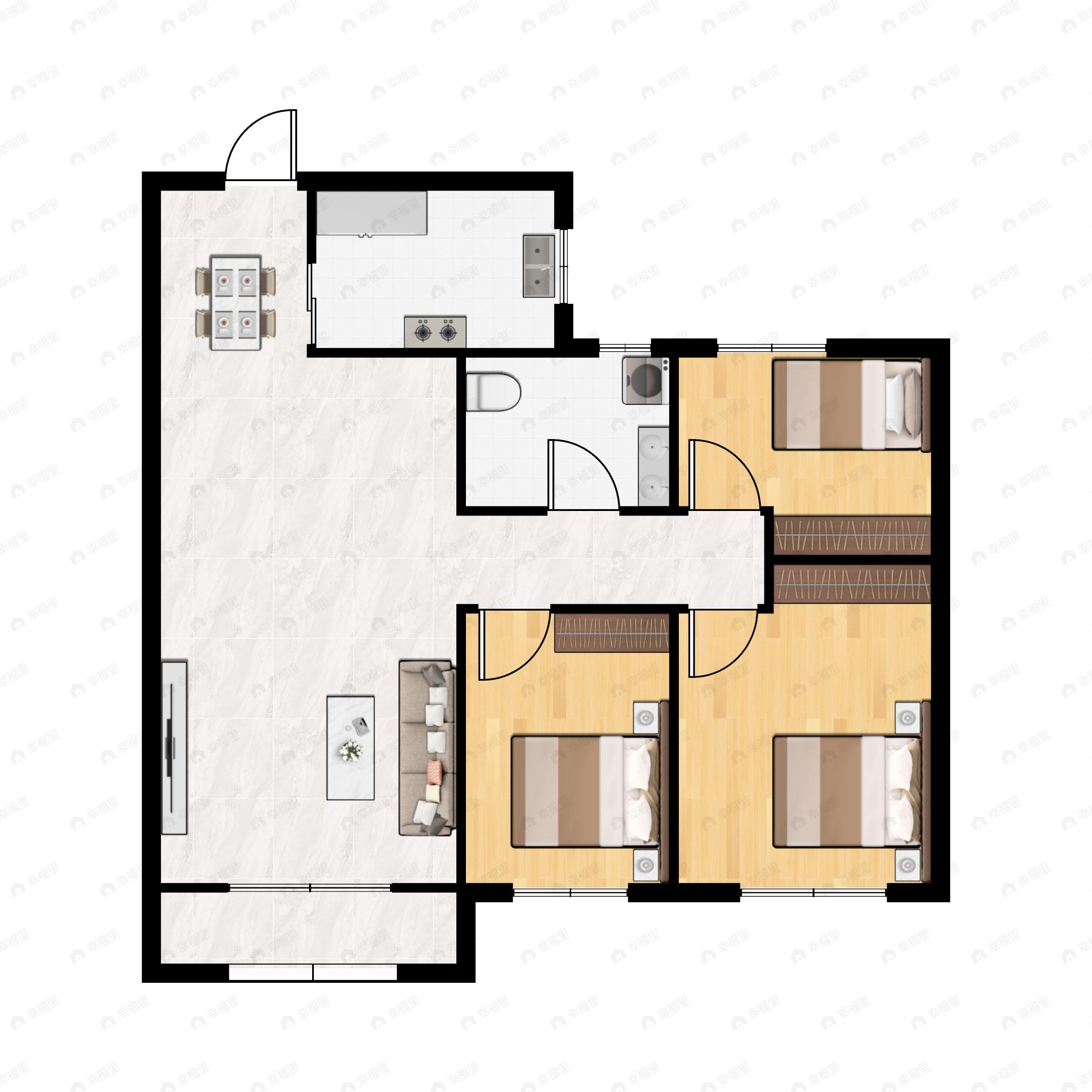 3室2厅1卫建面98平户型图
