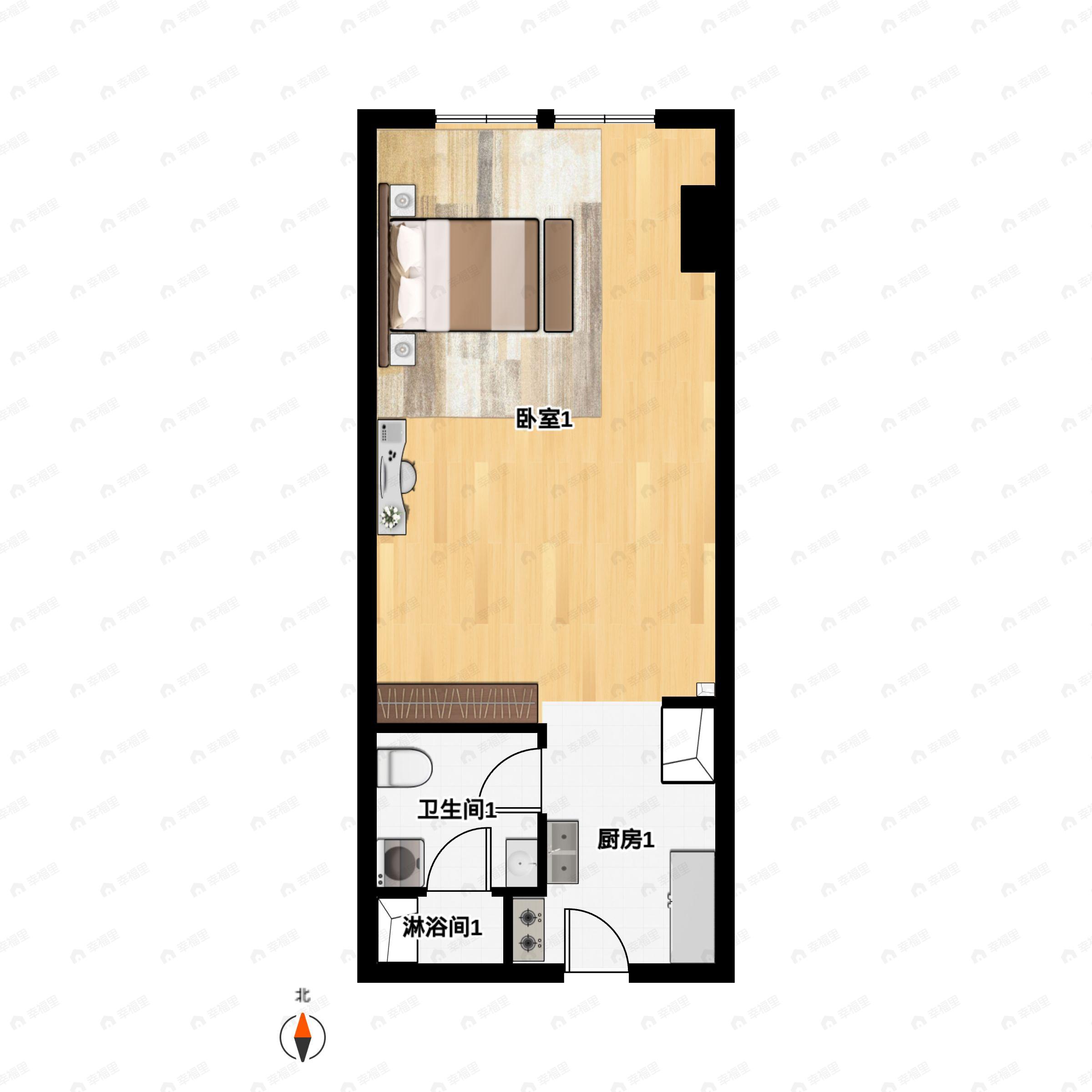 神仙树6号院1室1厅1卫户型图