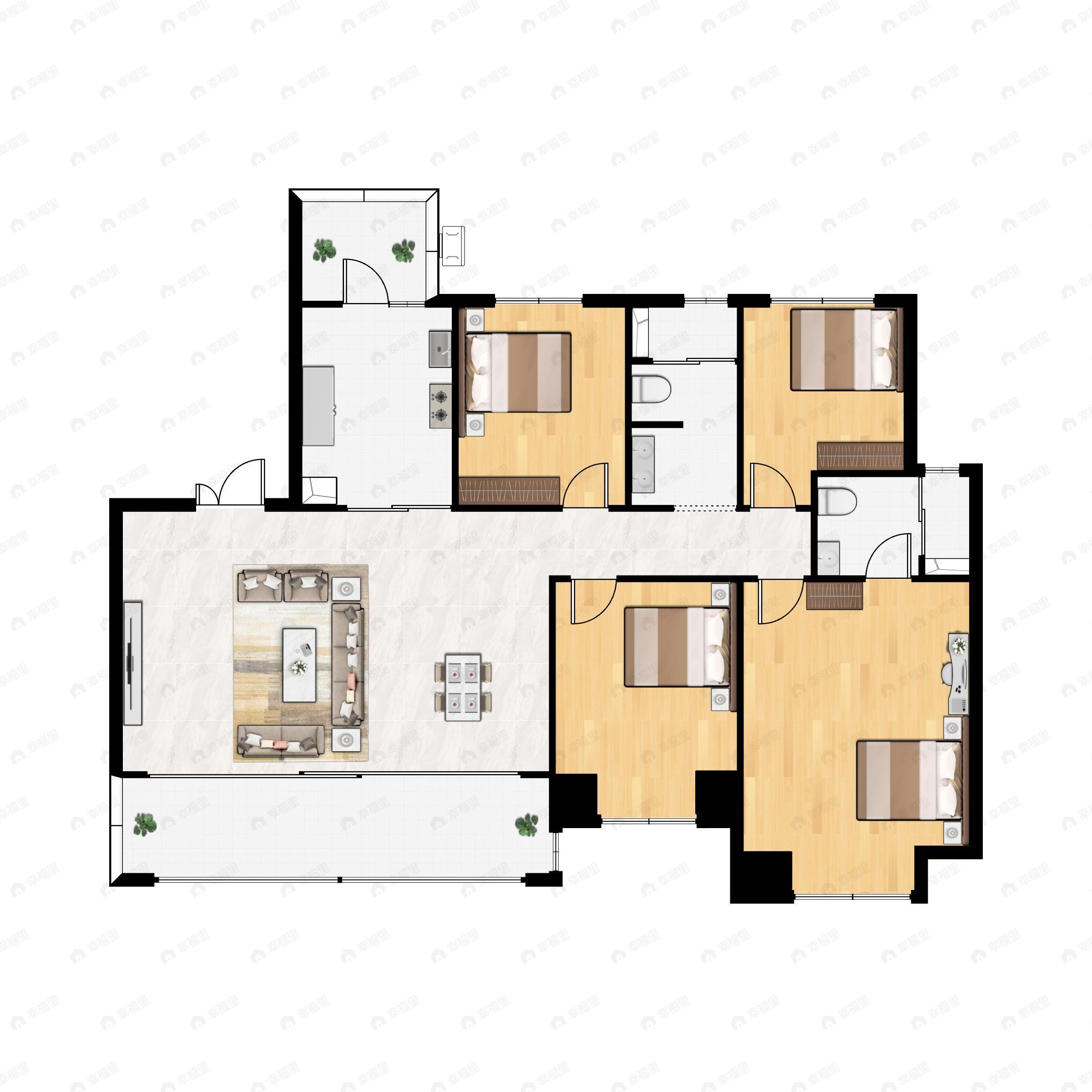 4室2厅2卫建面135平户型图