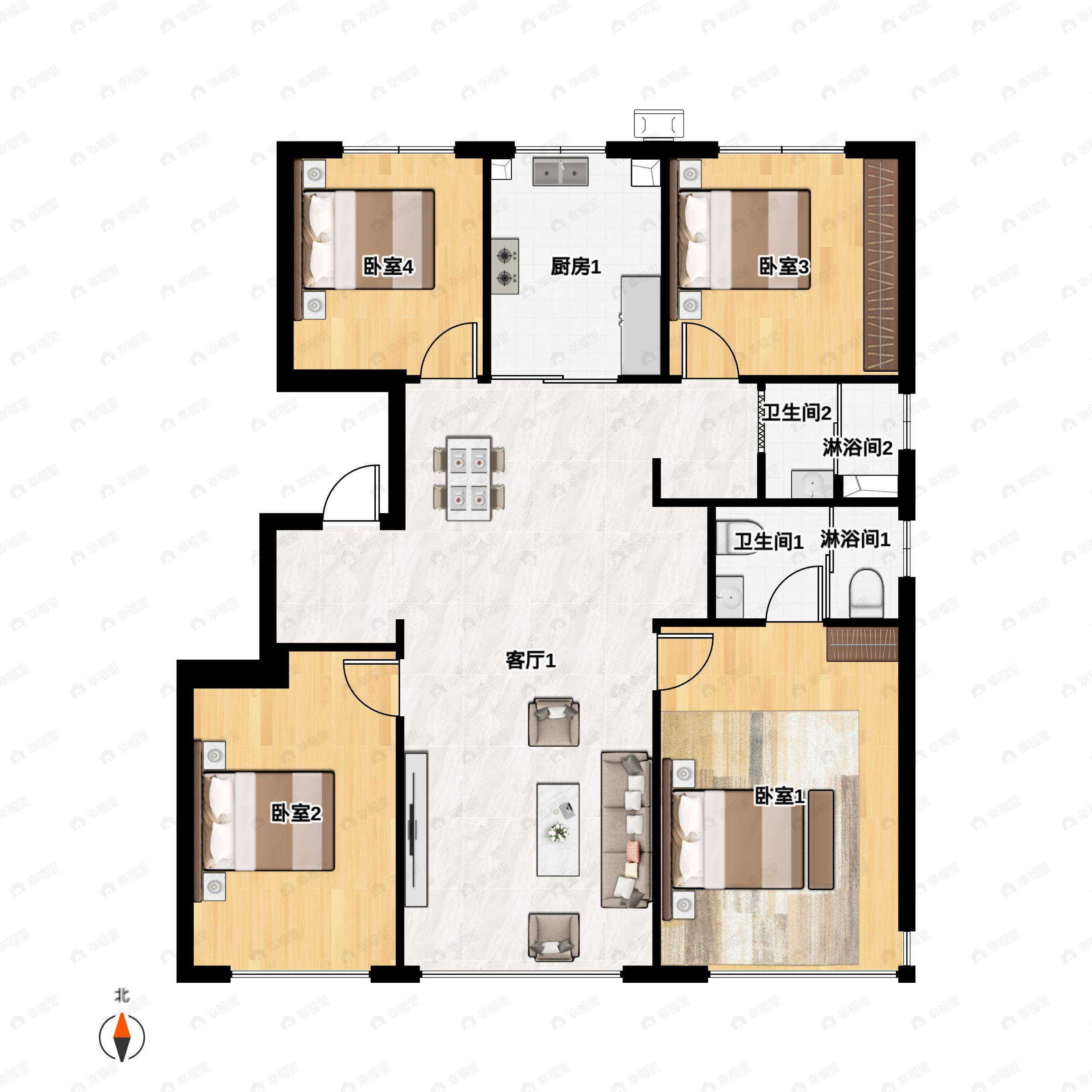 璀璨公元4室2厅2卫户型图