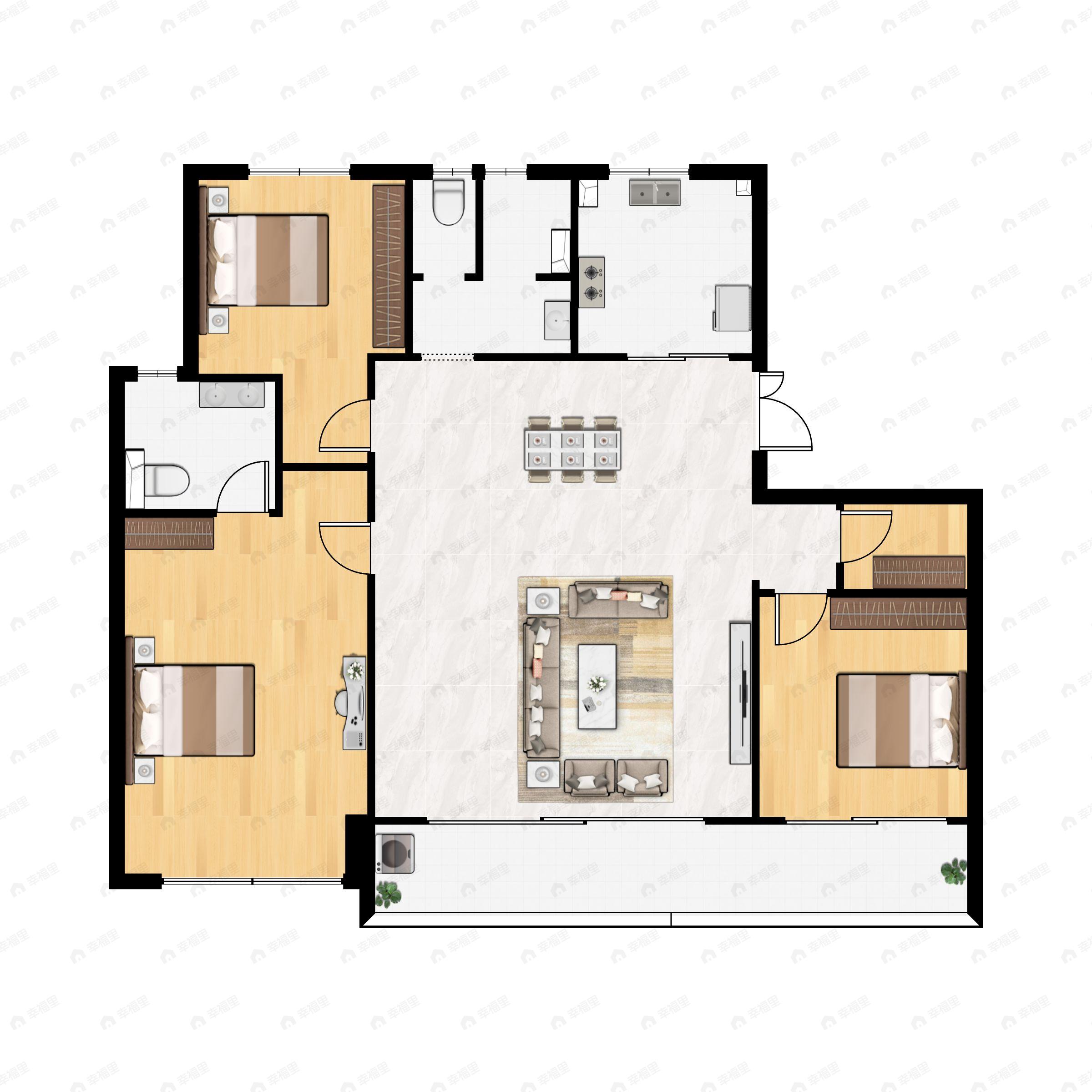 3室2厅2卫建面135平户型图