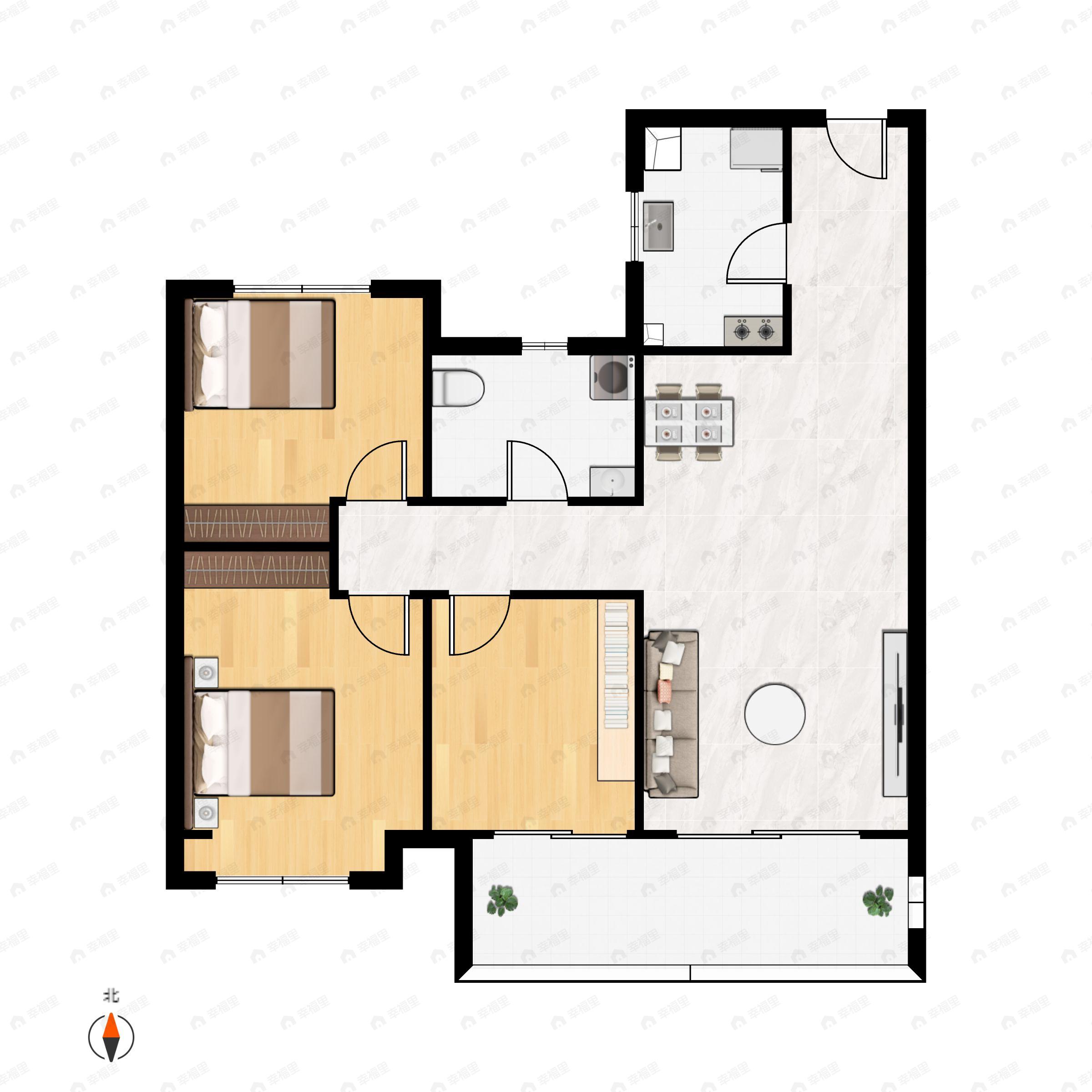 千禧城3室2厅1卫户型图