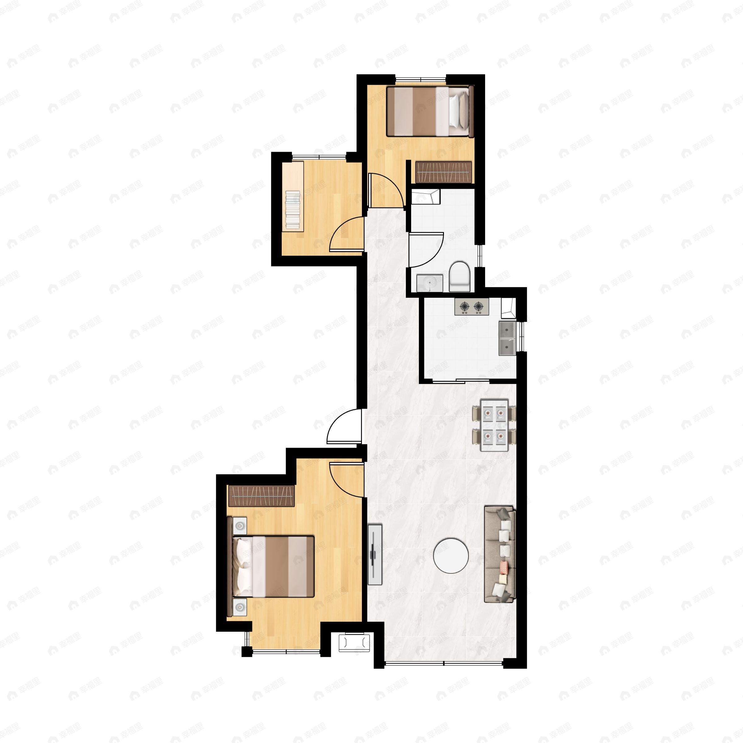 3室2厅1卫建面118平北|南|东户型图