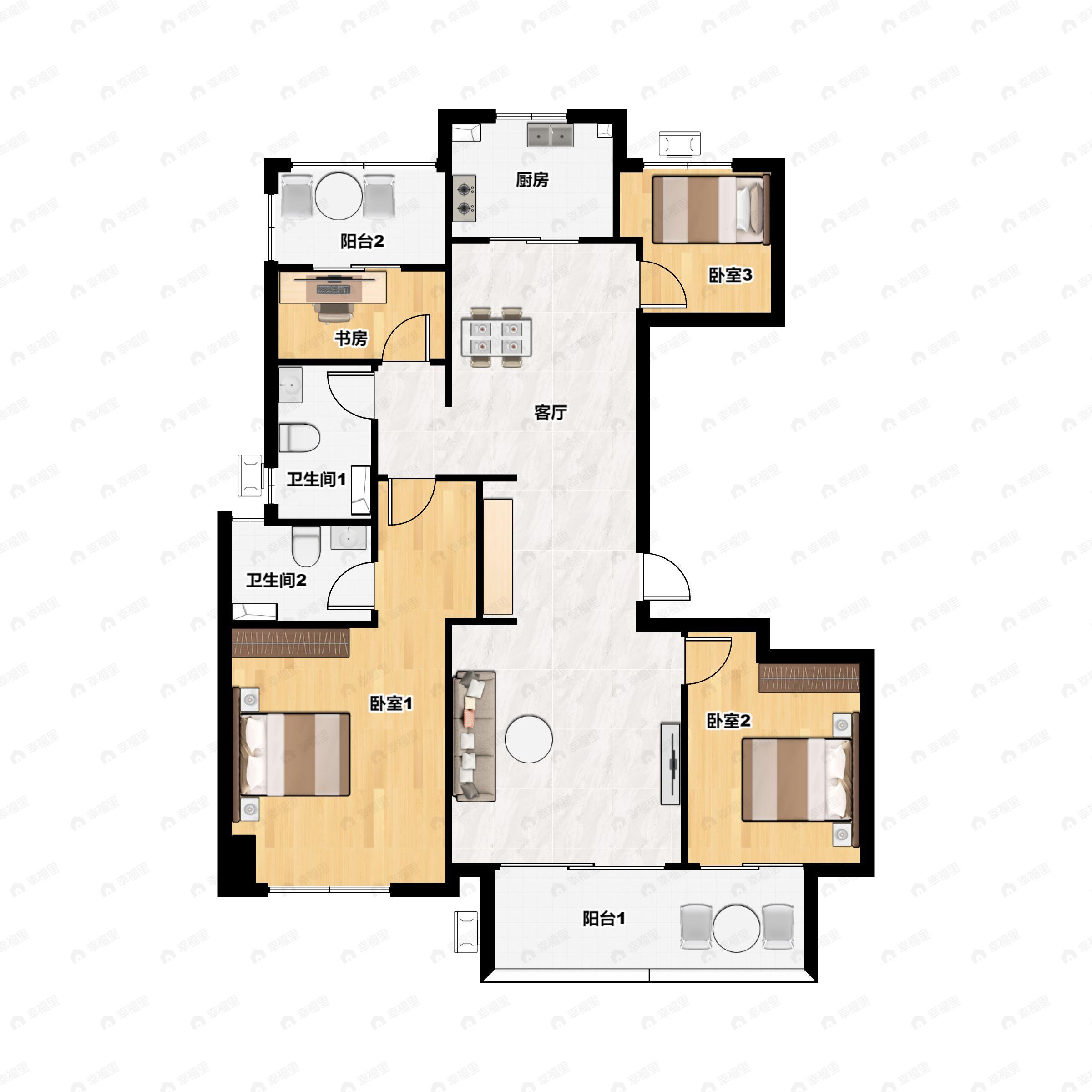 4室2厅2卫建面135平户型图
