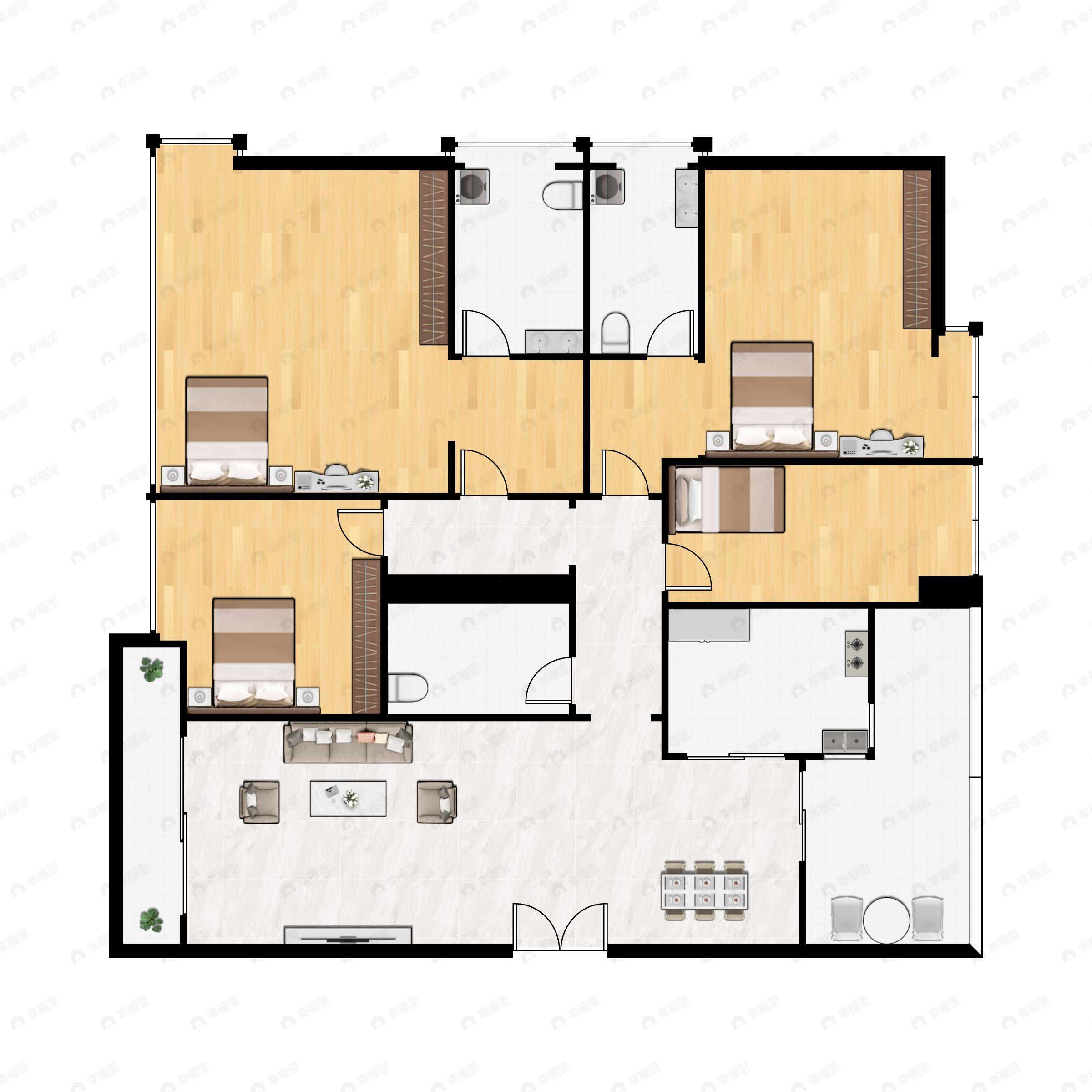 4室2厅3卫建面189平户型图