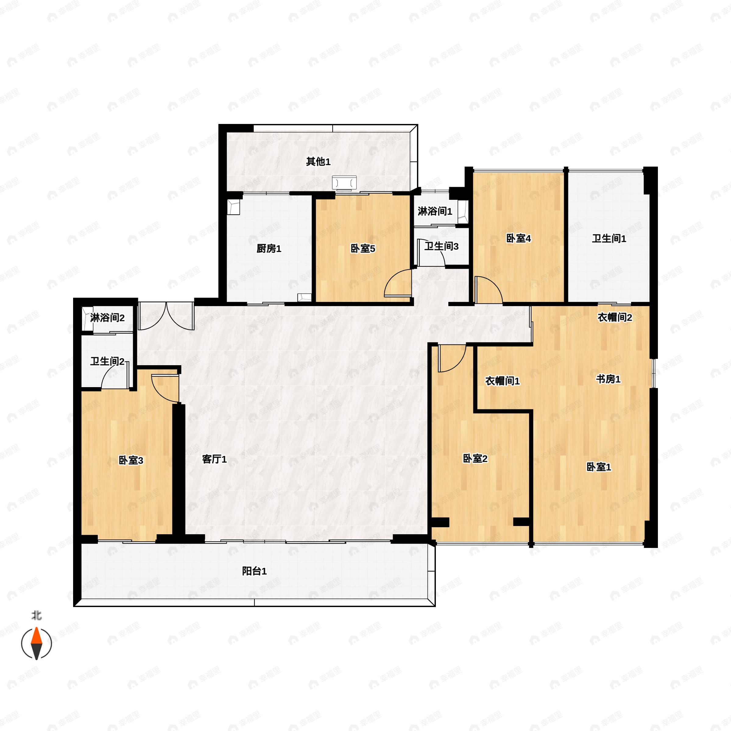 世茂滨江壹号5室2厅3卫户型图