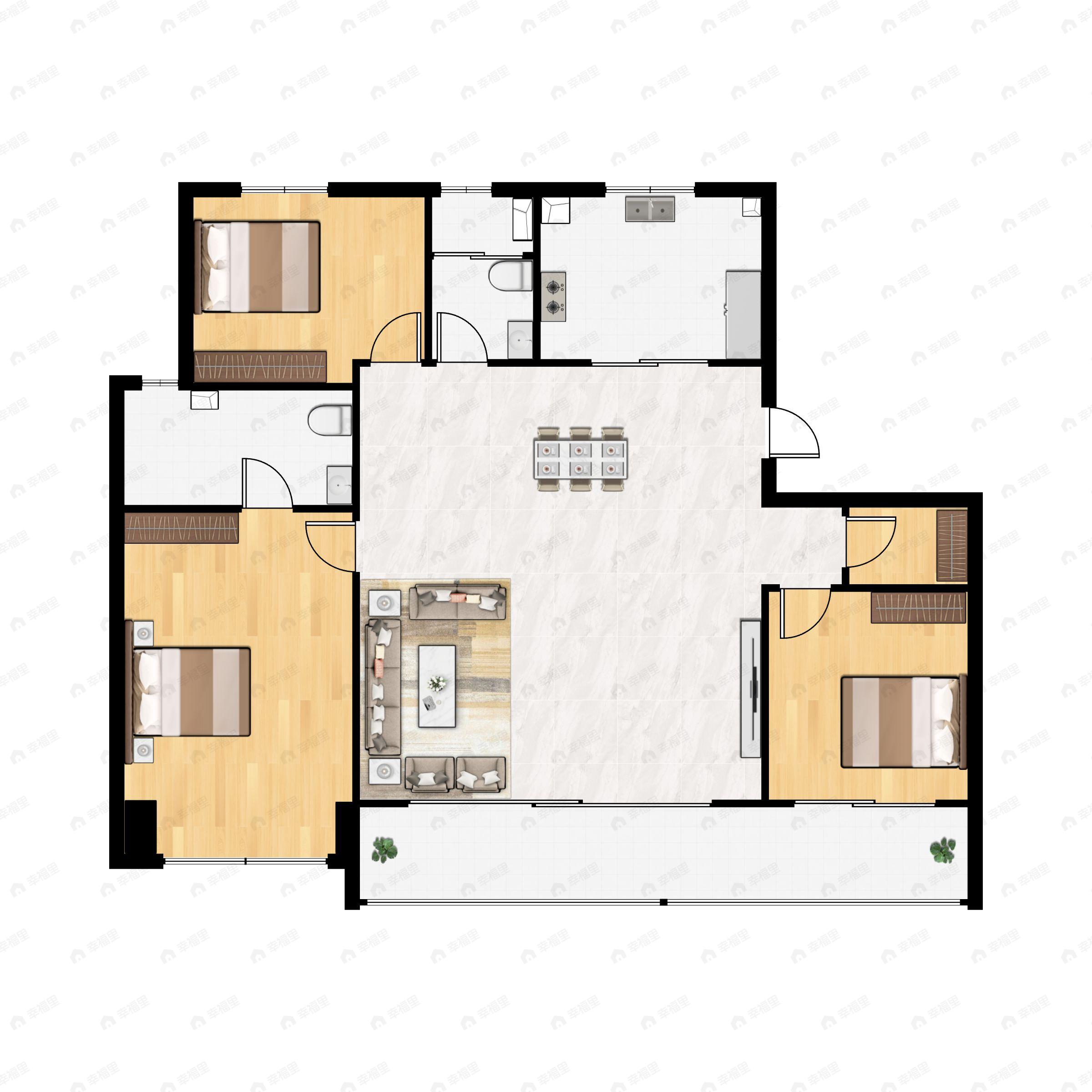 3室2厅2卫建面143平户型图