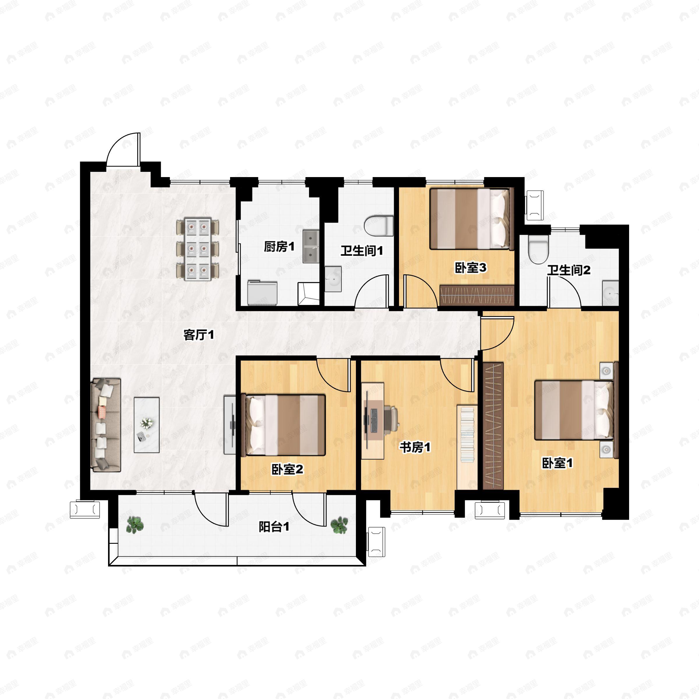 4室2厅2卫建面141平户型图
