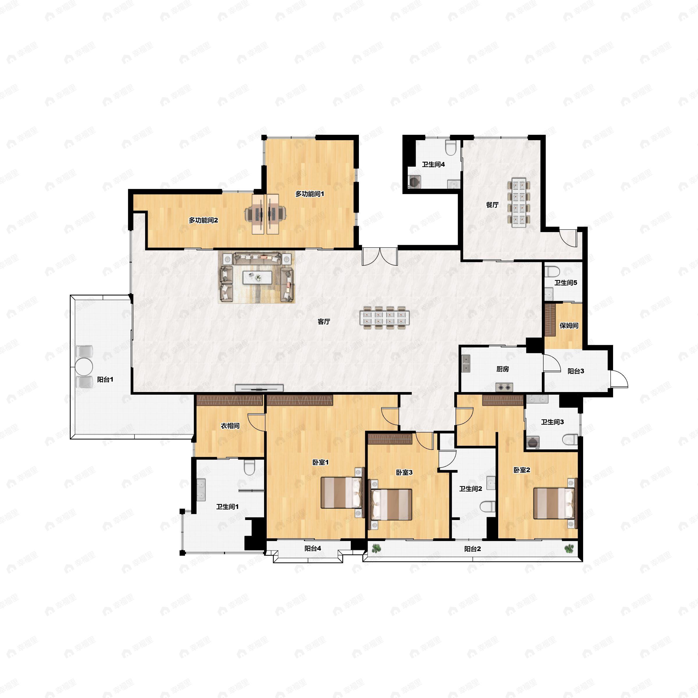 4室3厅5卫建面379平户型图
