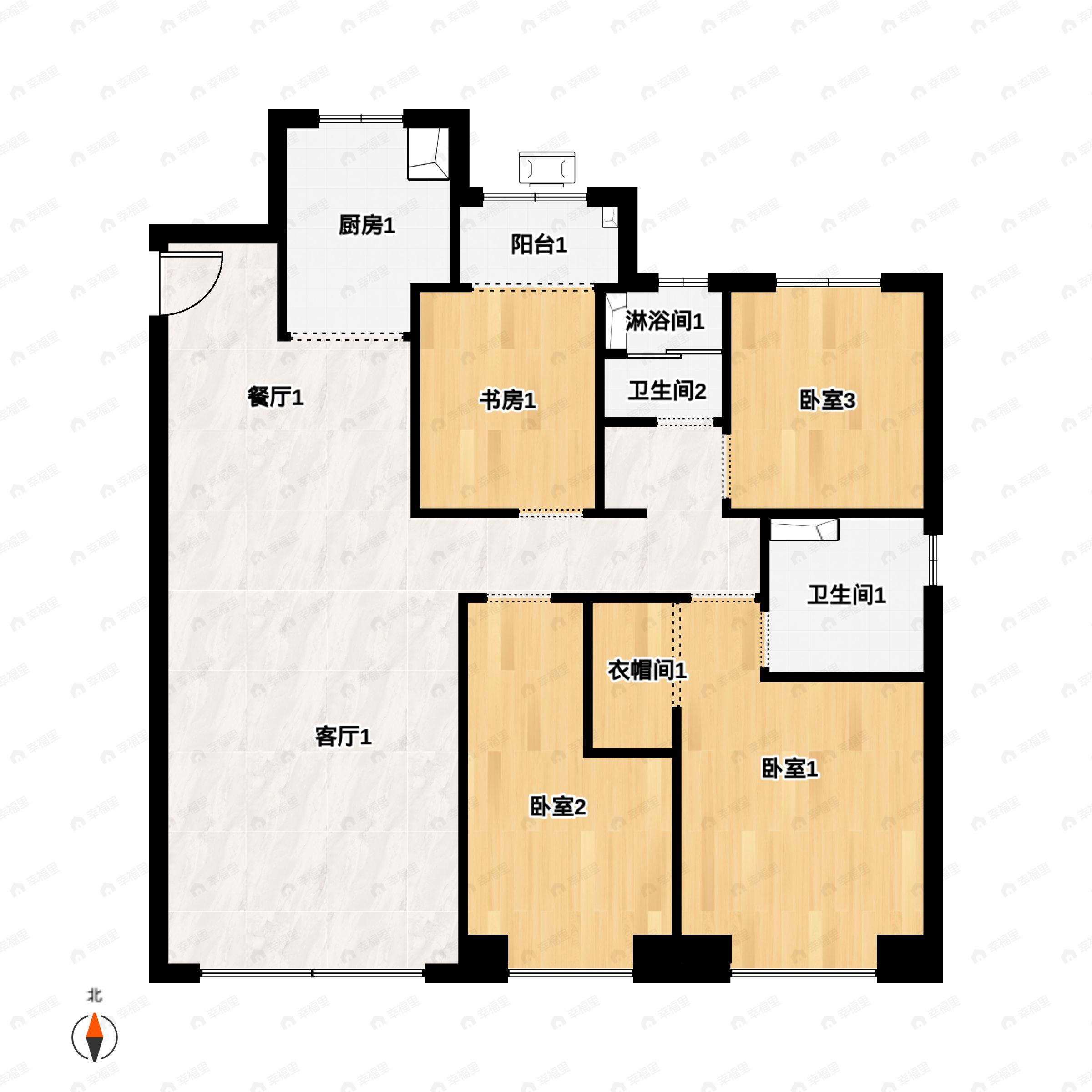 4室2厅2卫建面143平户型图