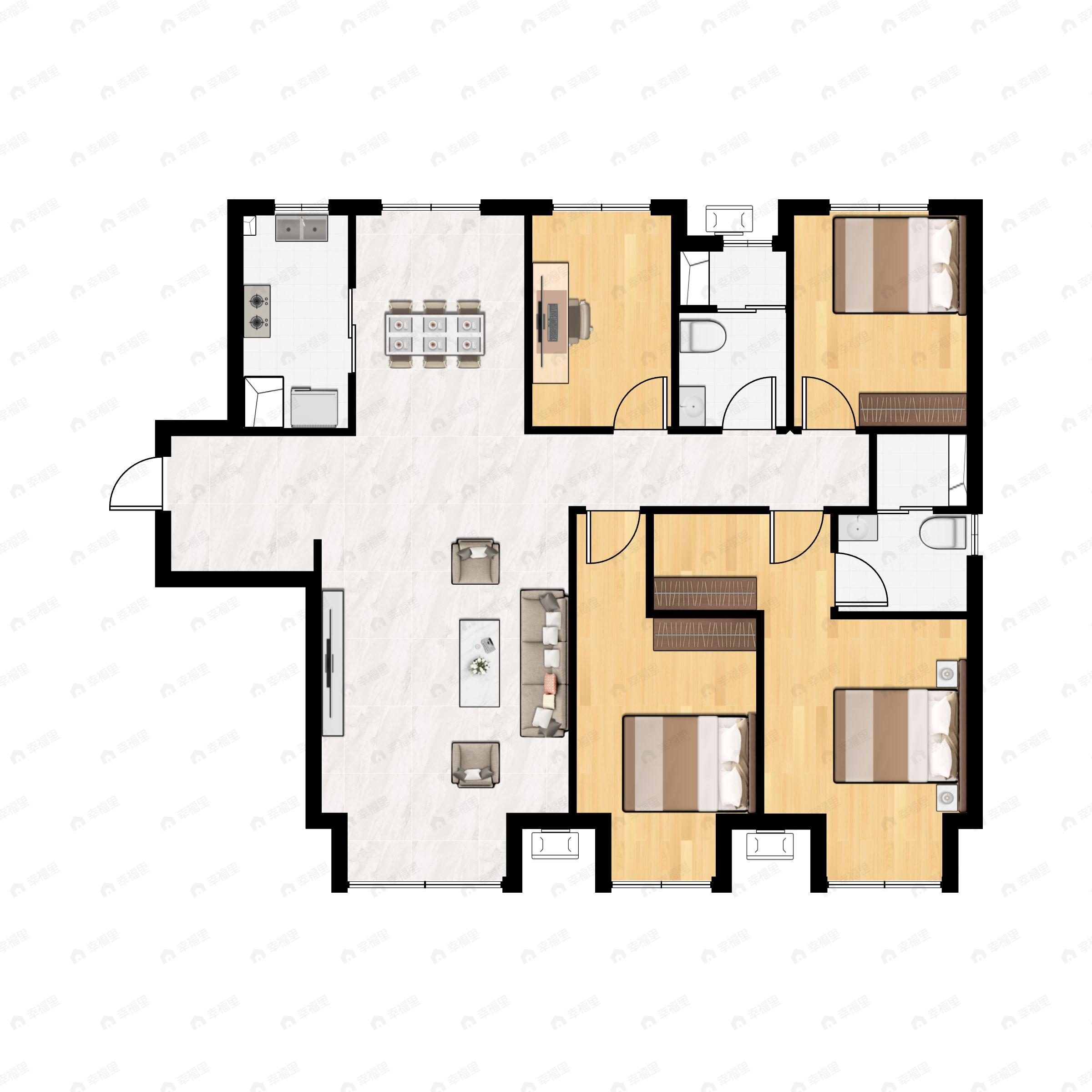 4室2厅2卫建面165平户型图