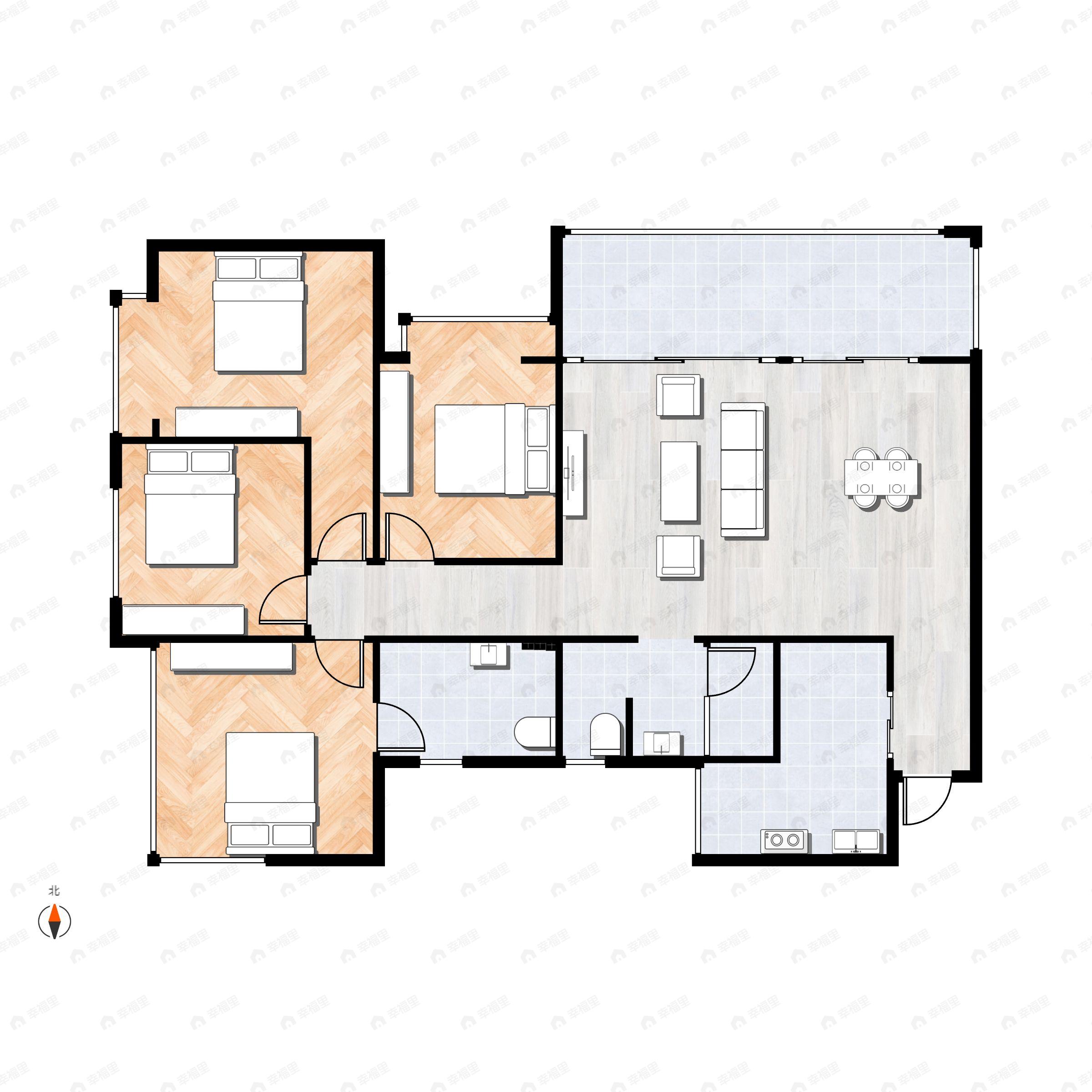 4室2厅2卫建面123平南户型图