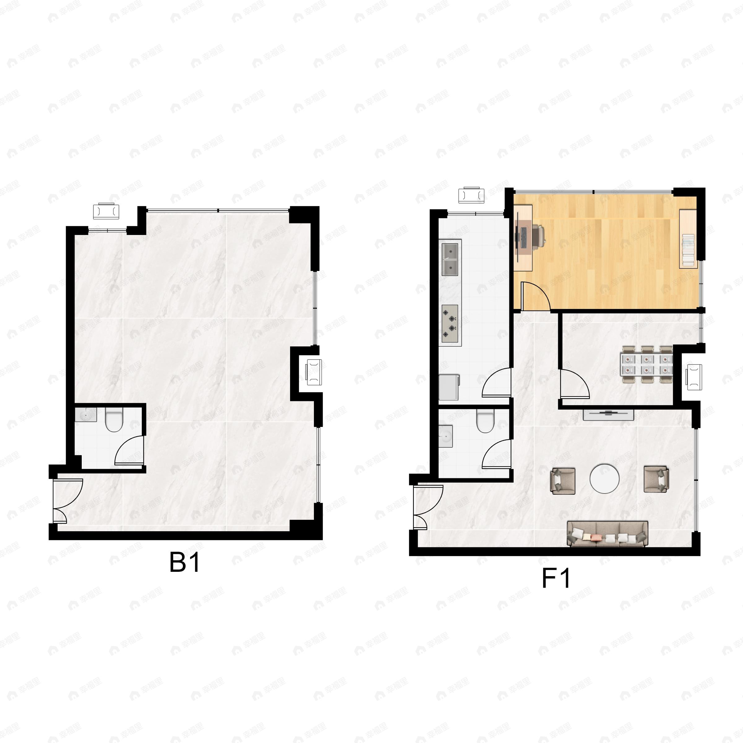 2室1厅1卫建面74平户型图