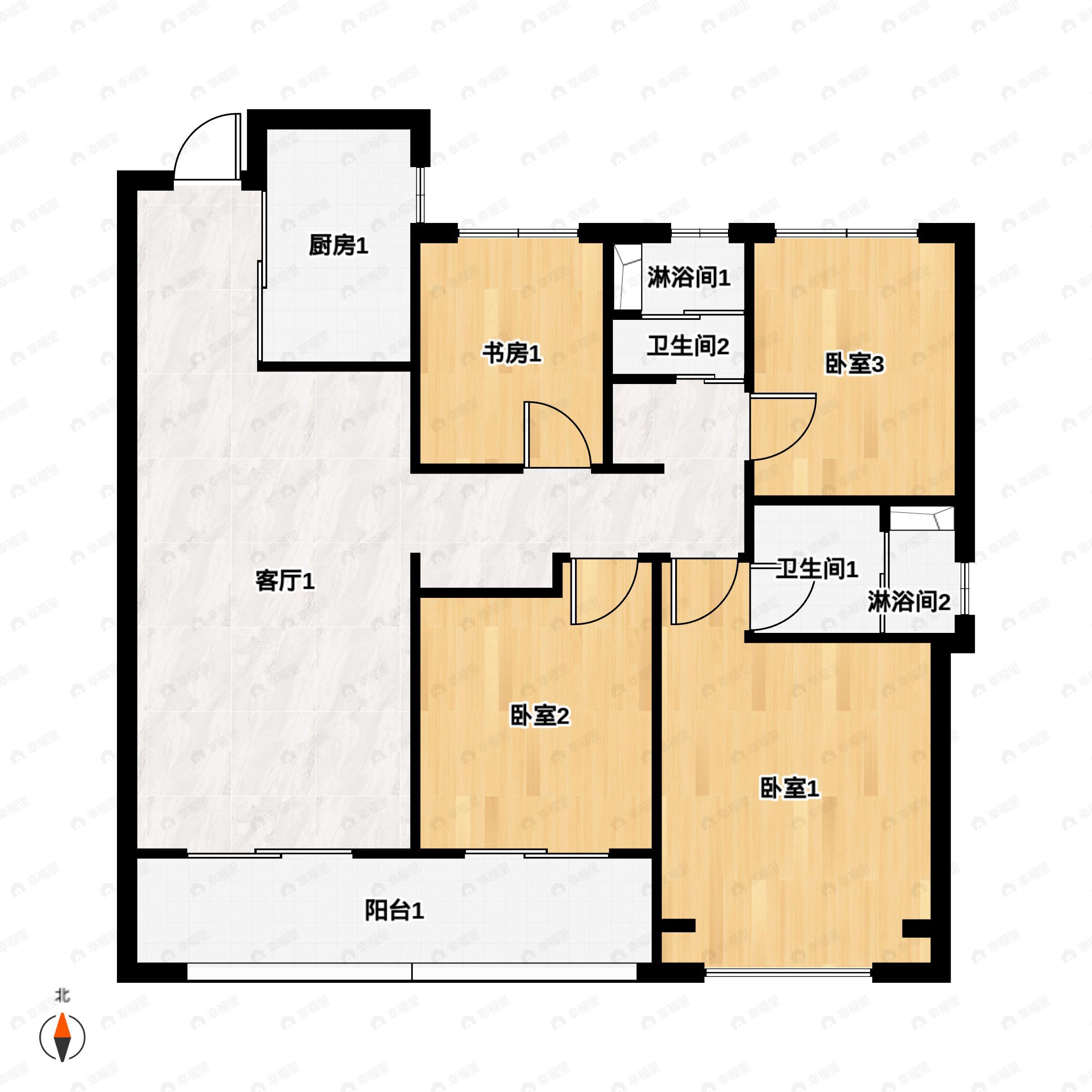 4室2厅2卫建面120平户型图