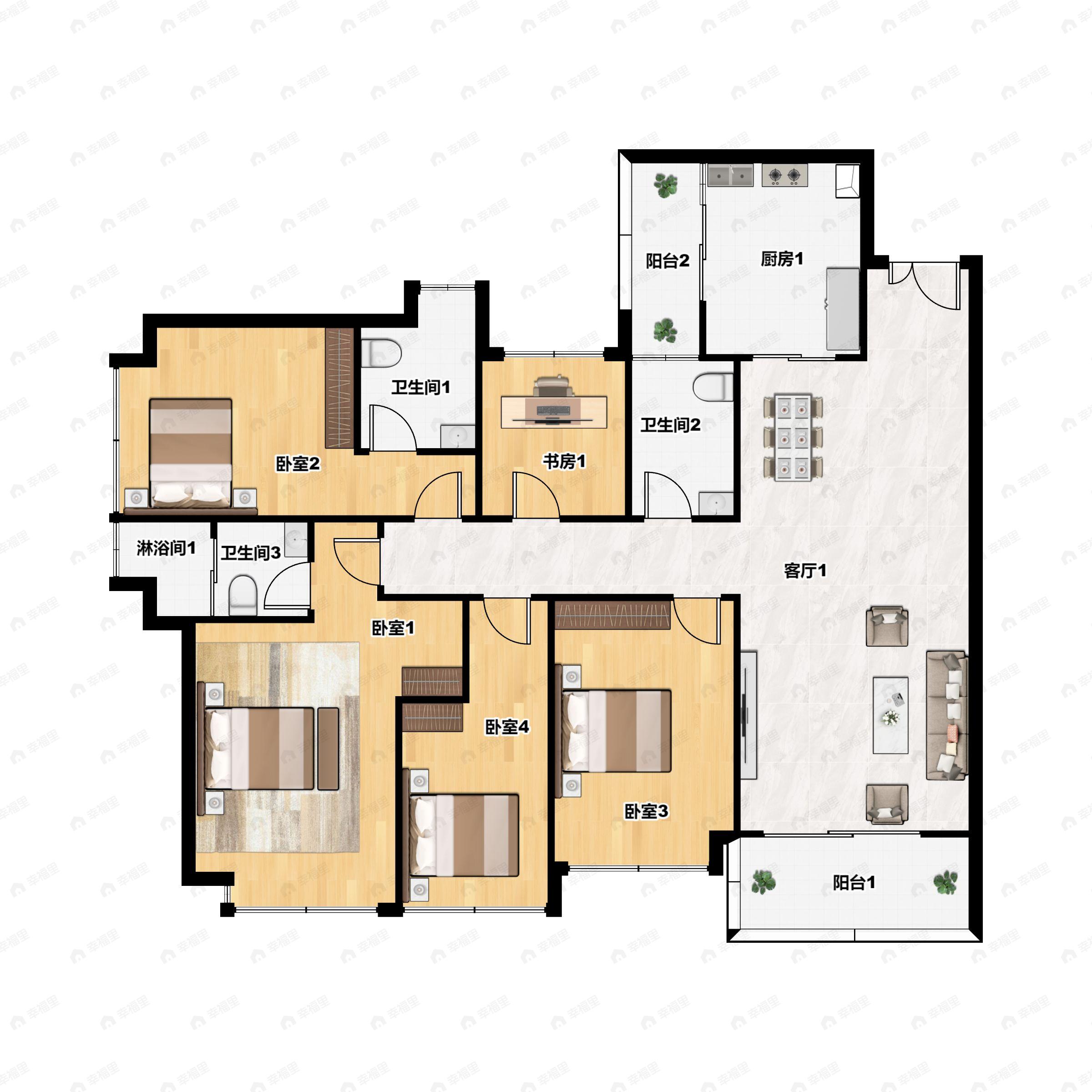 新世界云耀5室2厅3卫户型图