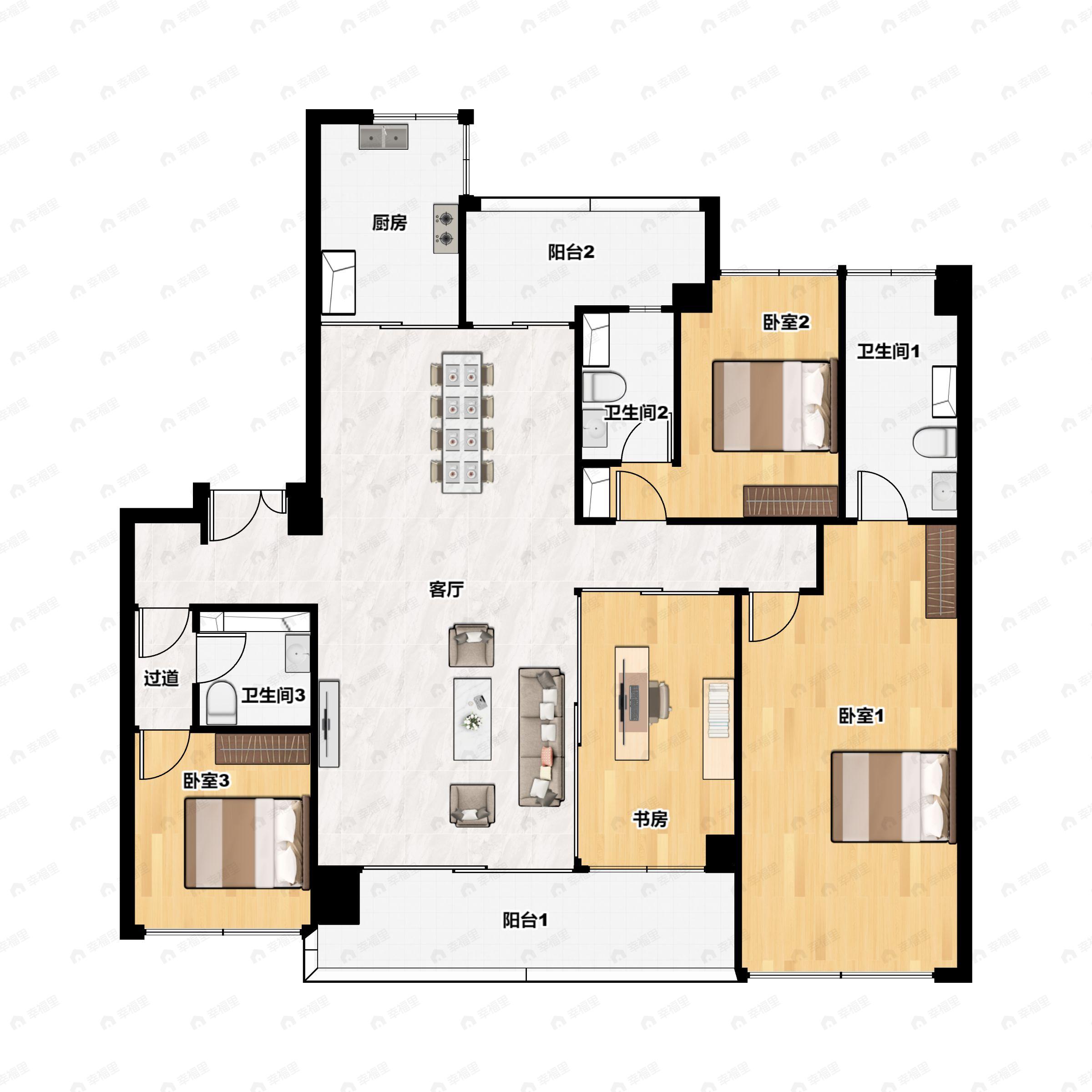 4室2厅3卫建面247平户型图