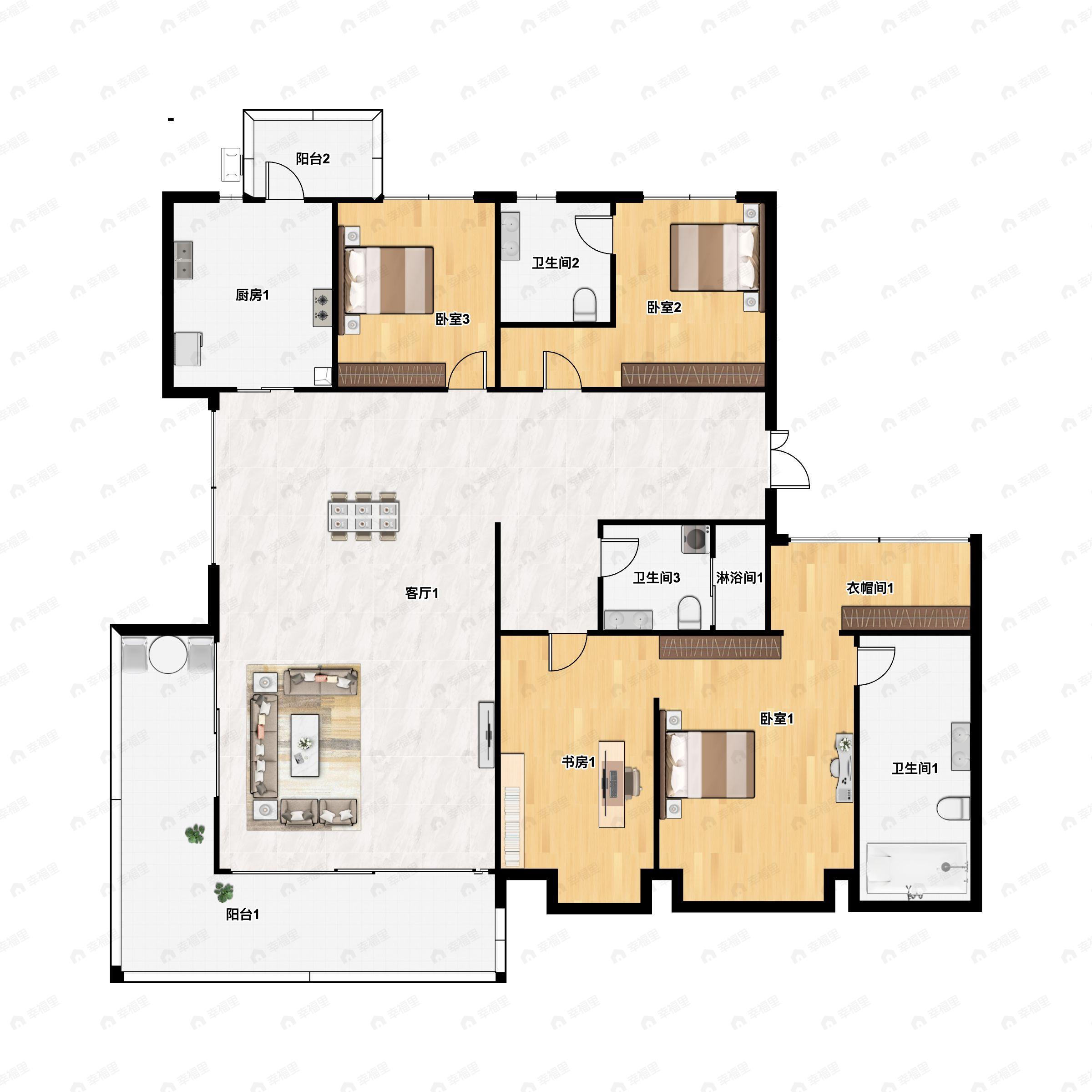 中国铁建西派国际3室2厅3卫户型图